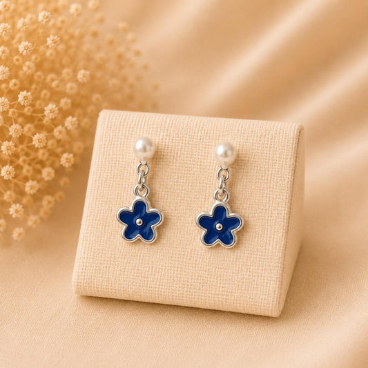 Blue Dream Petal 925 Sterling Silver stud earrings with sleek, elegant design for casual and formal wear