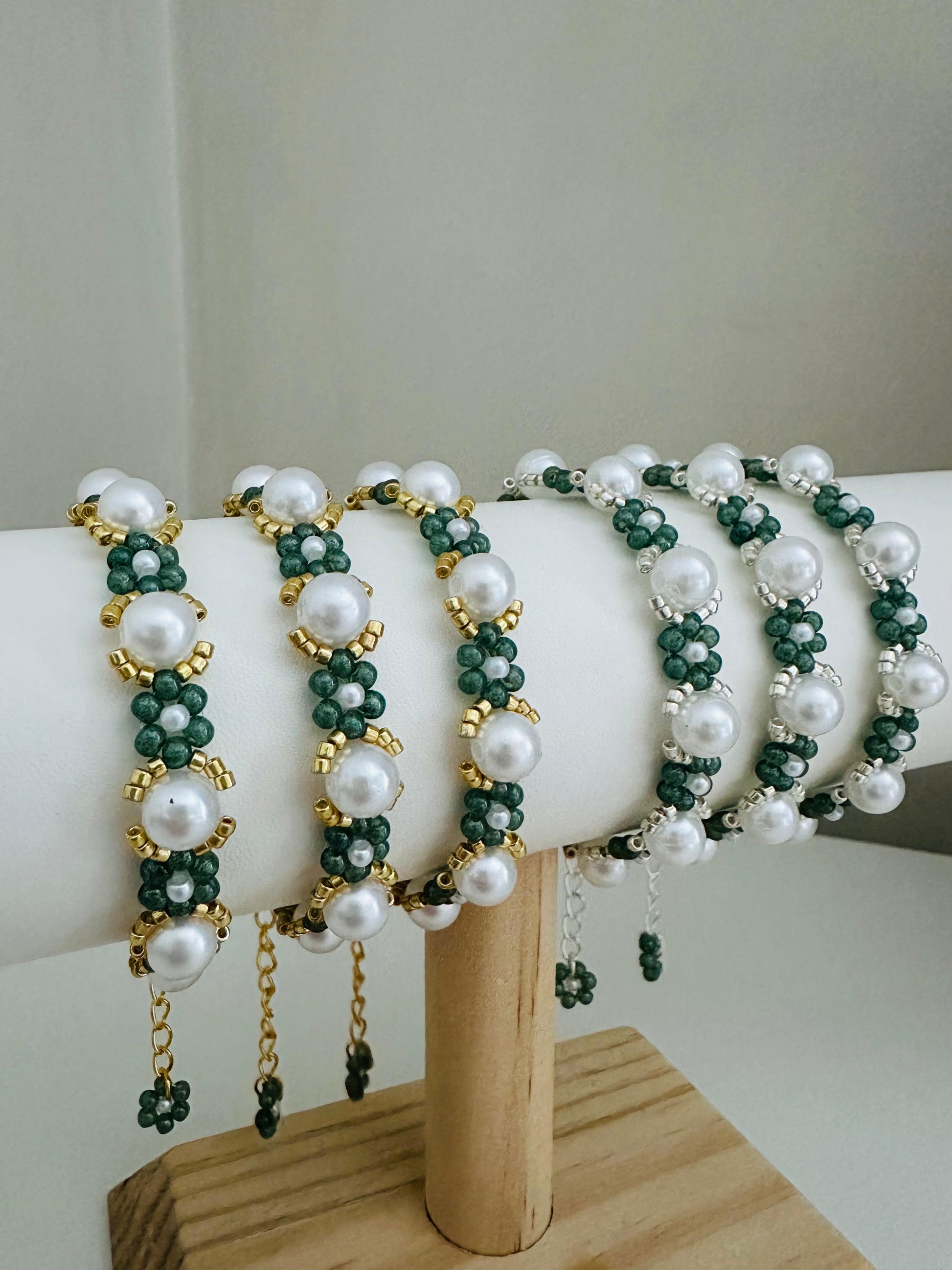 MYSTIC GARDEN PEARL Handmade Bracelet - Gold or Silver Options