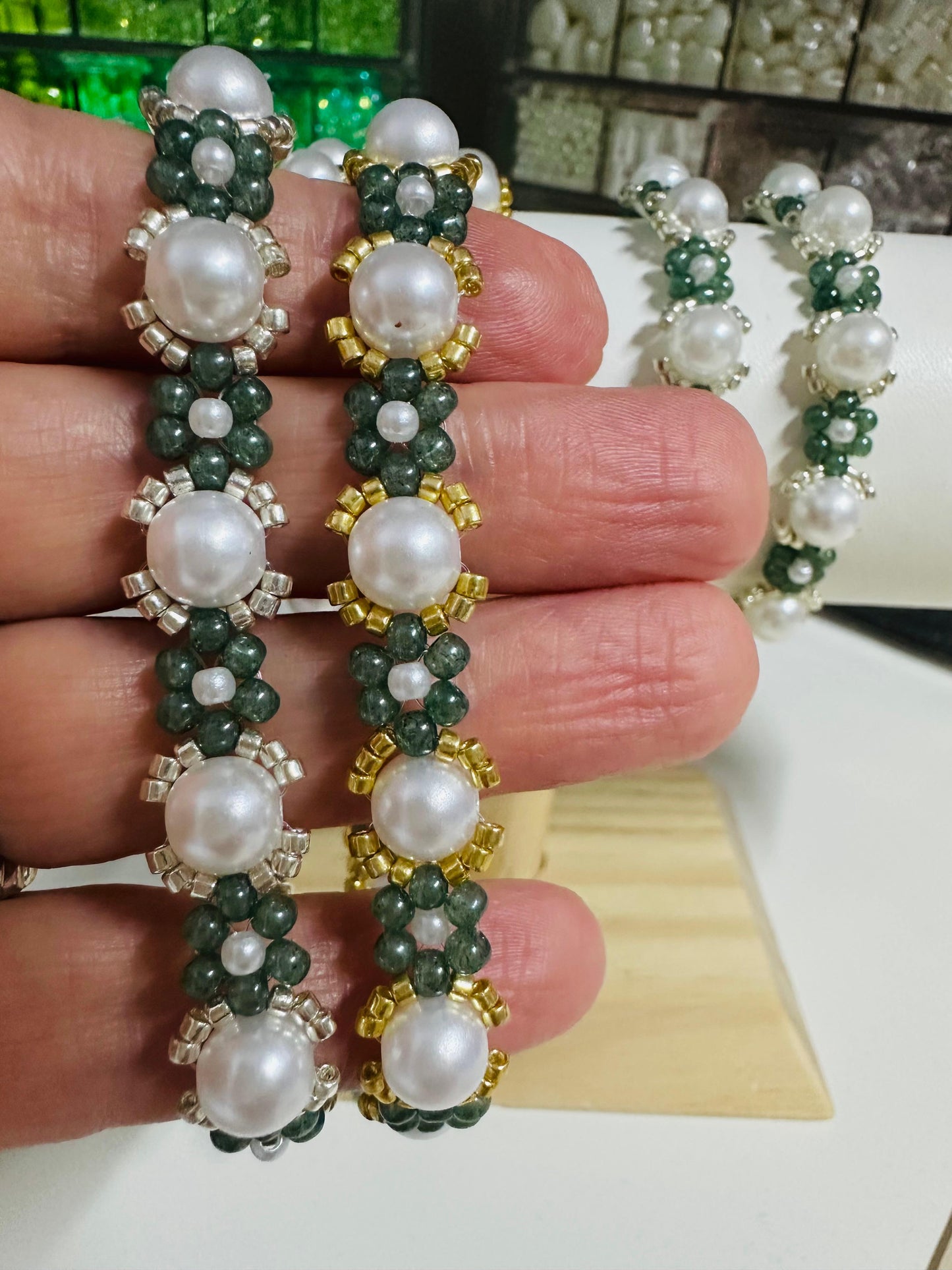 MYSTIC GARDEN PEARL Handmade Bracelet - Gold or Silver Options