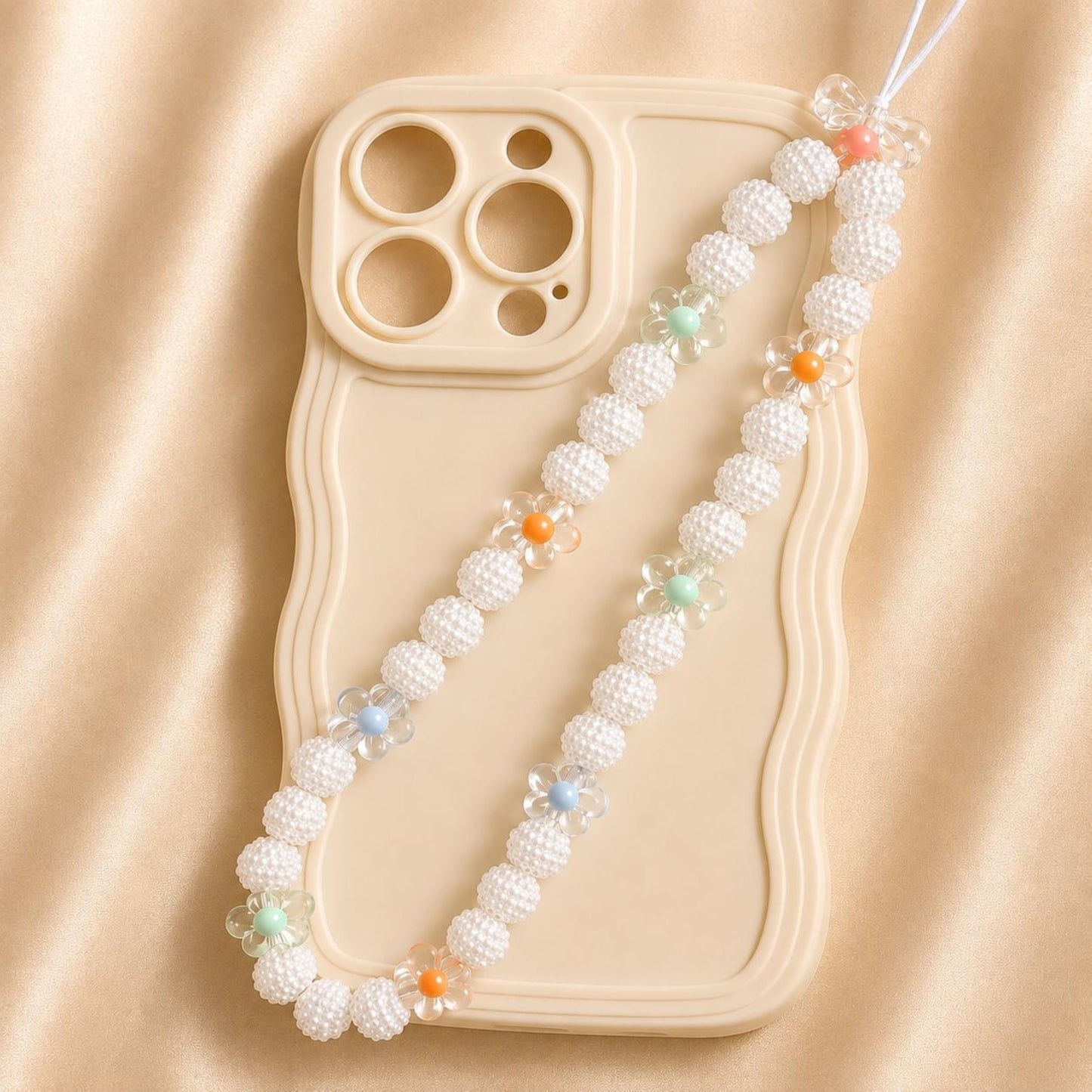 Handmade floral elegance phone charm with high-quality beads and versatile design for phone cases and accessories