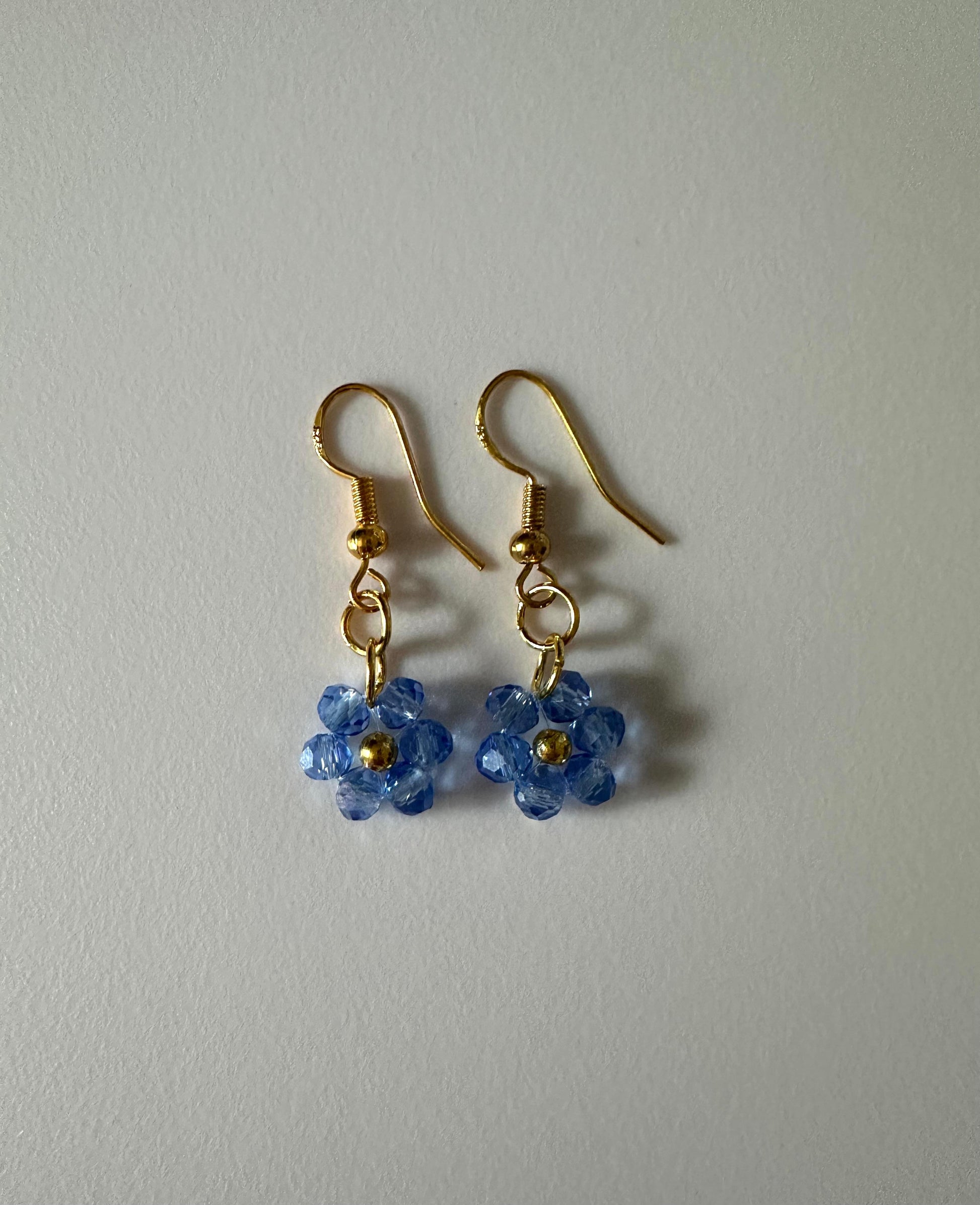 BABY BLUE PETAL DREAM Golden Earrings