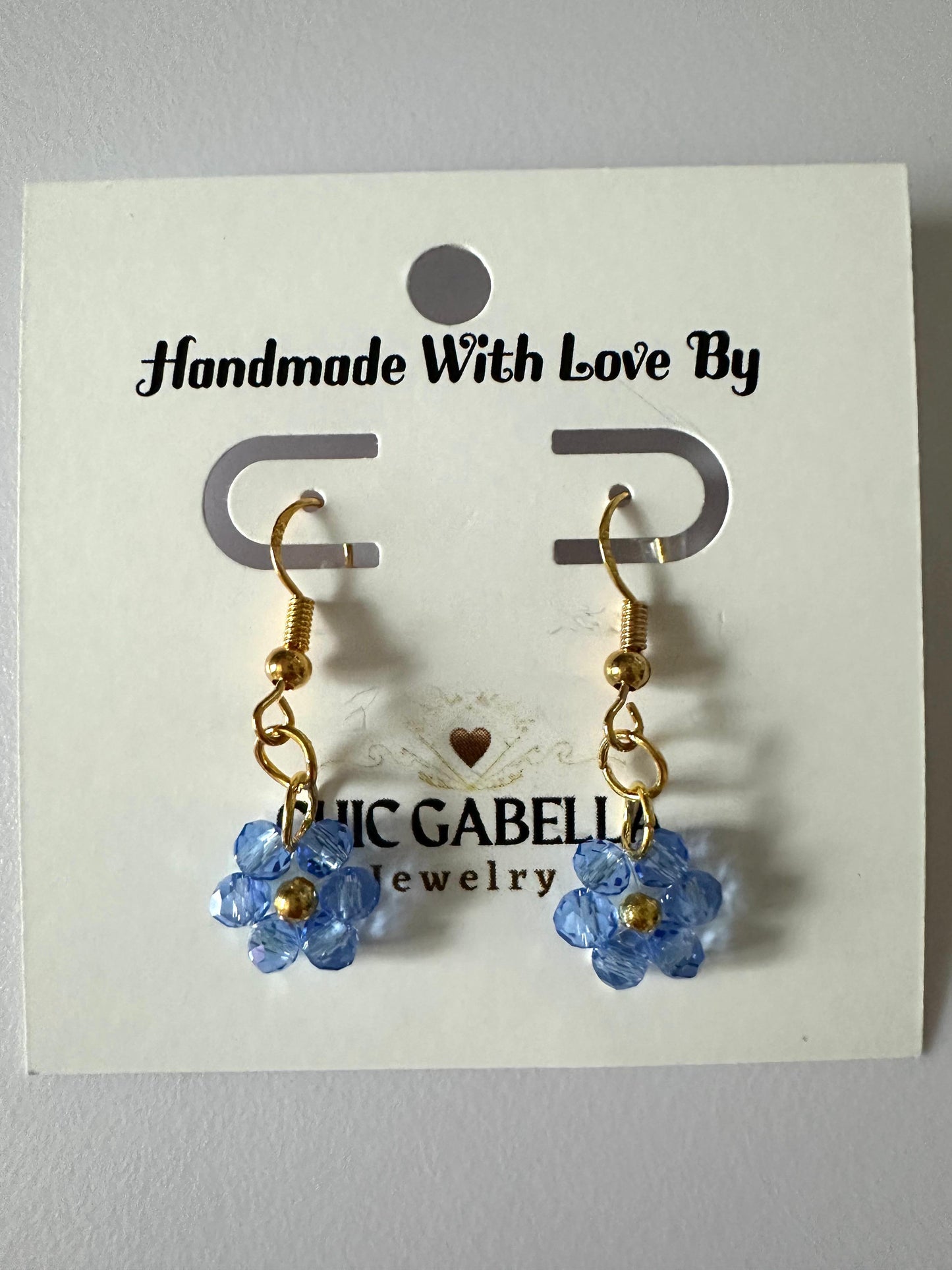 BABY BLUE PETAL DREAM Golden Earrings