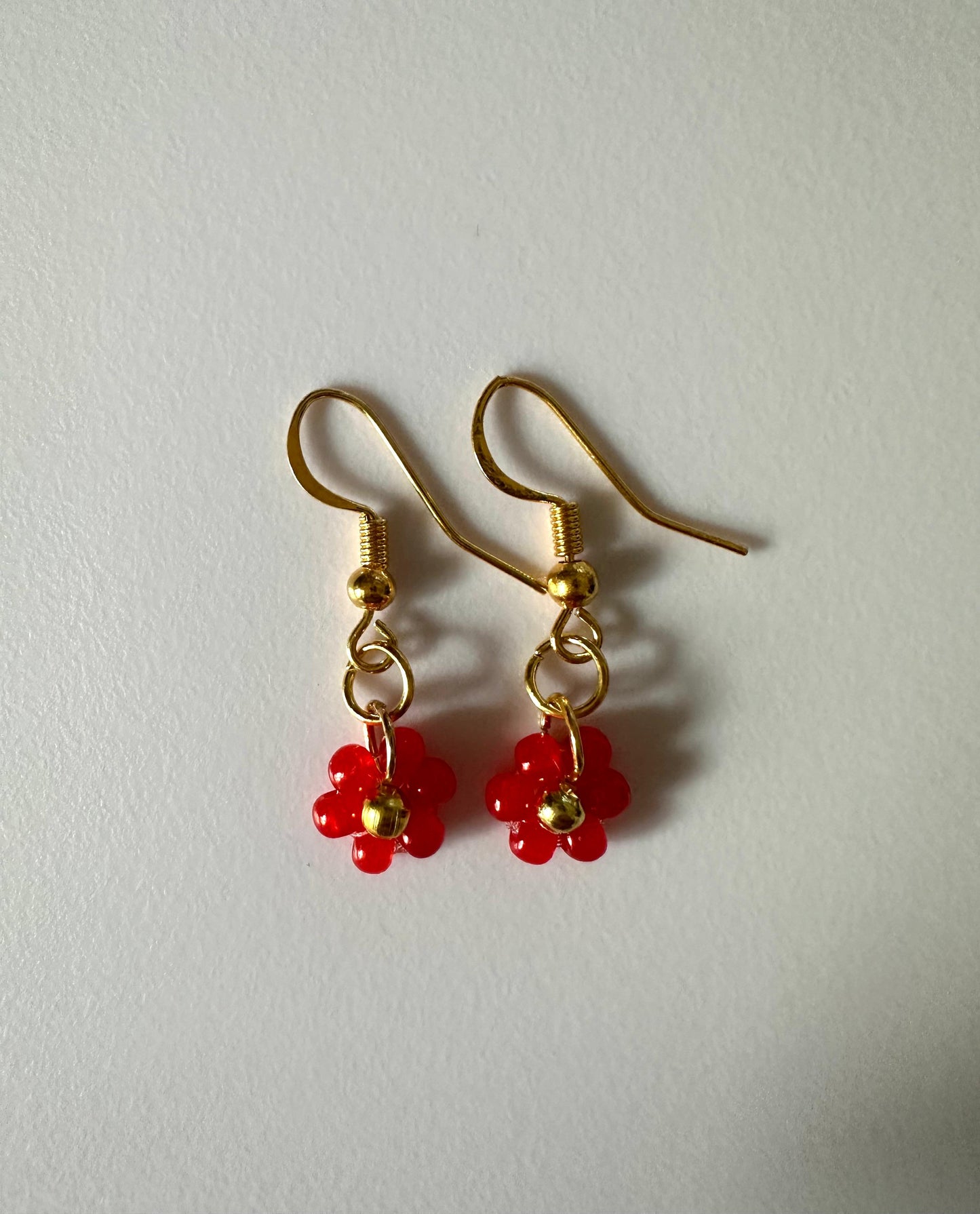 RED PETAL Golden Earrings