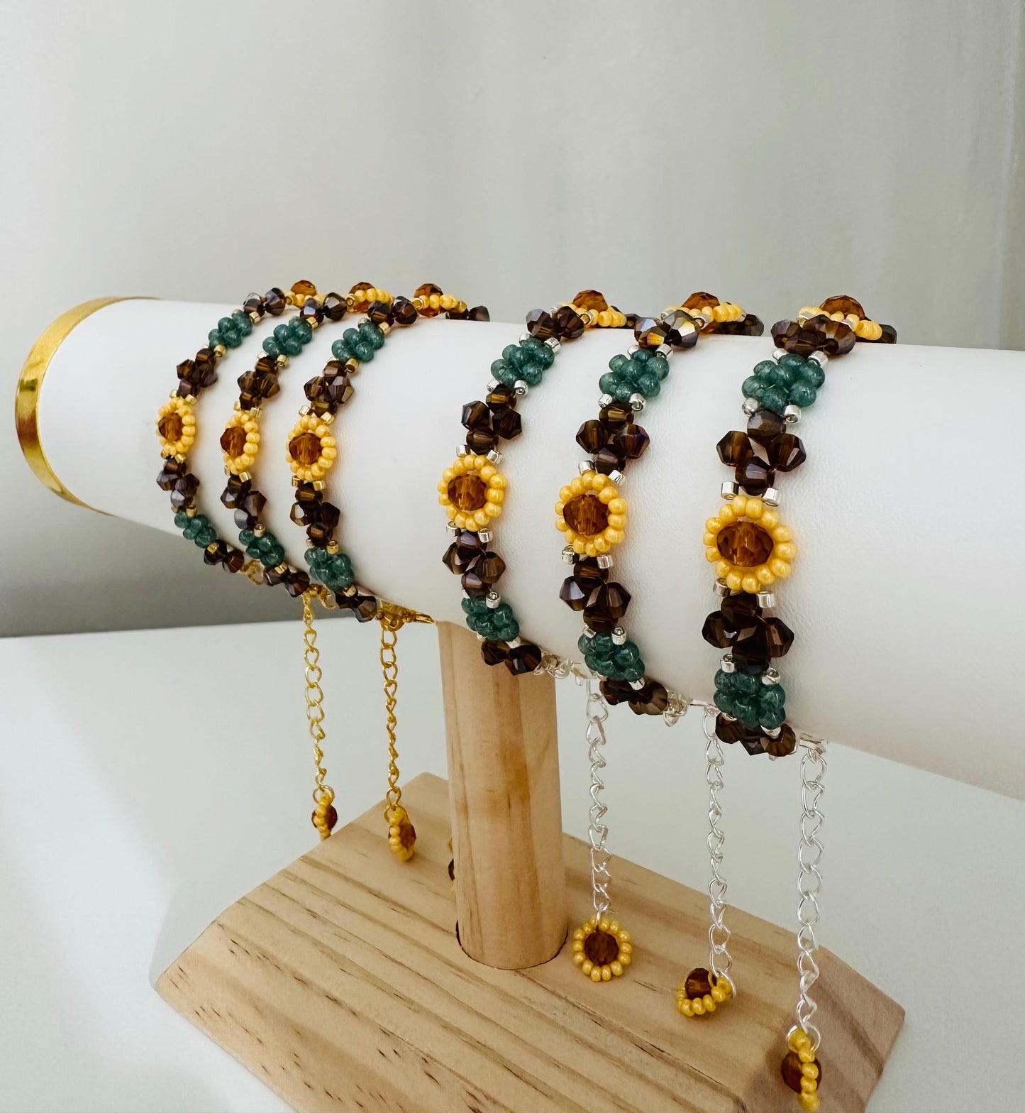 AUTUMN SUNFLOWER Handmade Bracelet - Gold or Silver Options