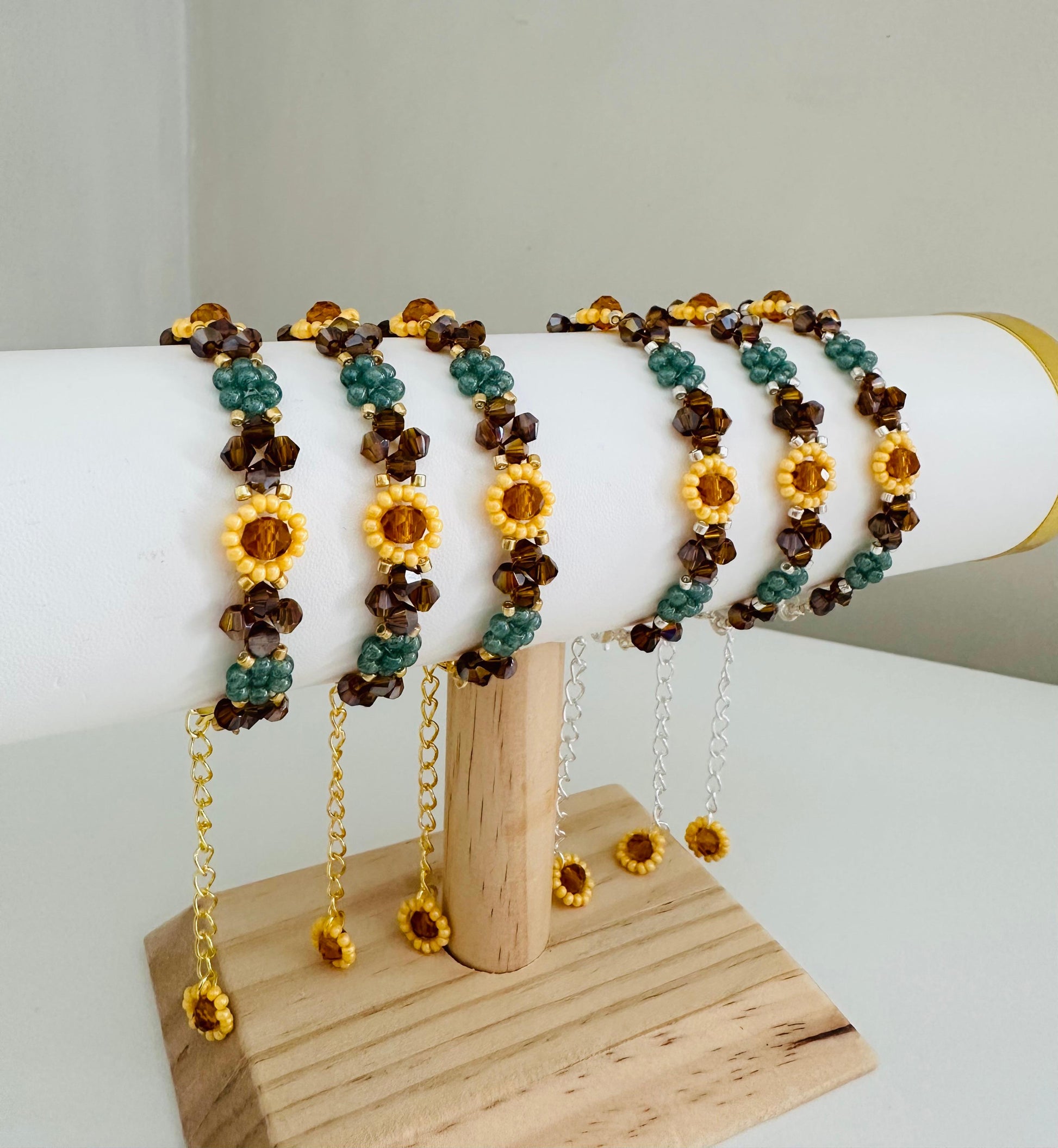 AUTUMN SUNFLOWER Handmade Bracelet - Gold or Silver Options