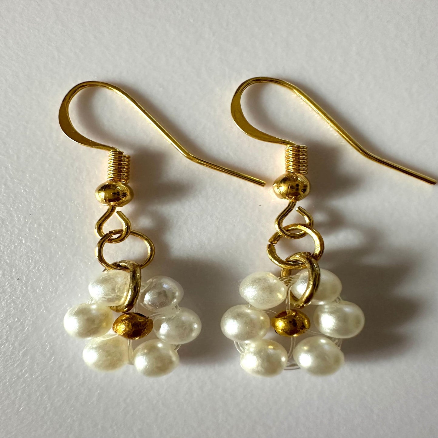 WHITE PEARL PETAL Golden Earrings