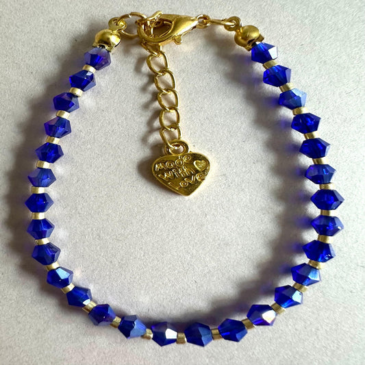 INDIGO & GOLD GLASS handmade bracelet