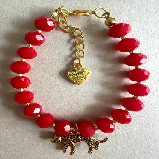 CRIMSON GOLD TIGER GLASS Handmade Bracelet