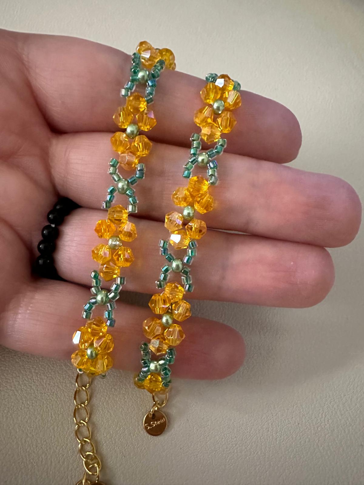 AMBER & EMERALD HARMONY Handmade Bracelet