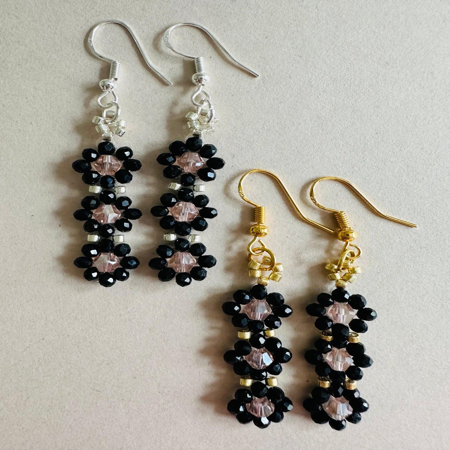 DARK FLORAL Handmade Earrings - Gold or Silver Options