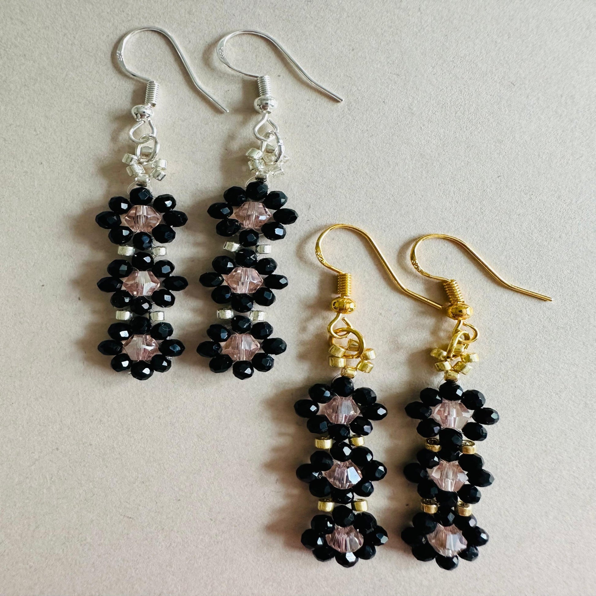 DARK FLORAL Handmade Earrings - Gold or Silver Options