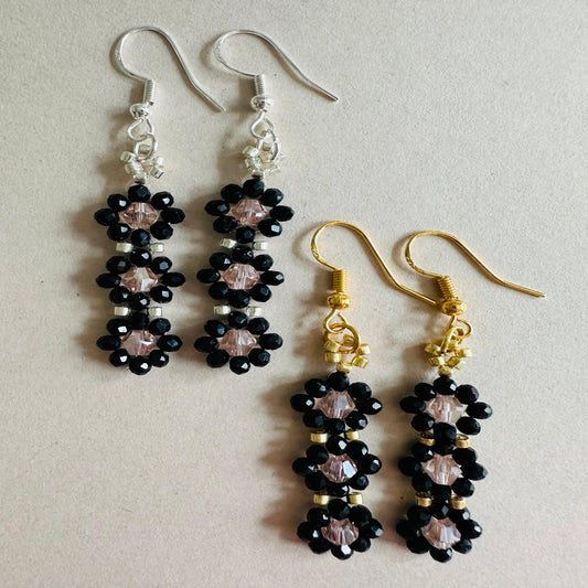 DARK FLORAL Handmade Earrings - Gold or Silver Options