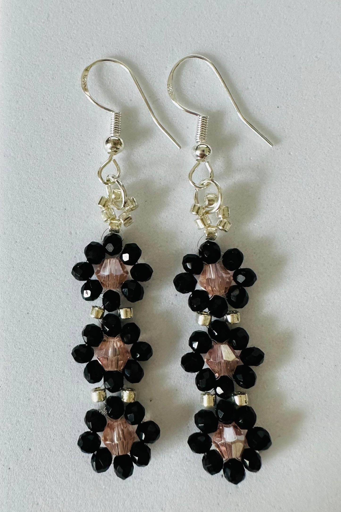 DARK FLORAL Handmade Earrings - Gold or Silver Options