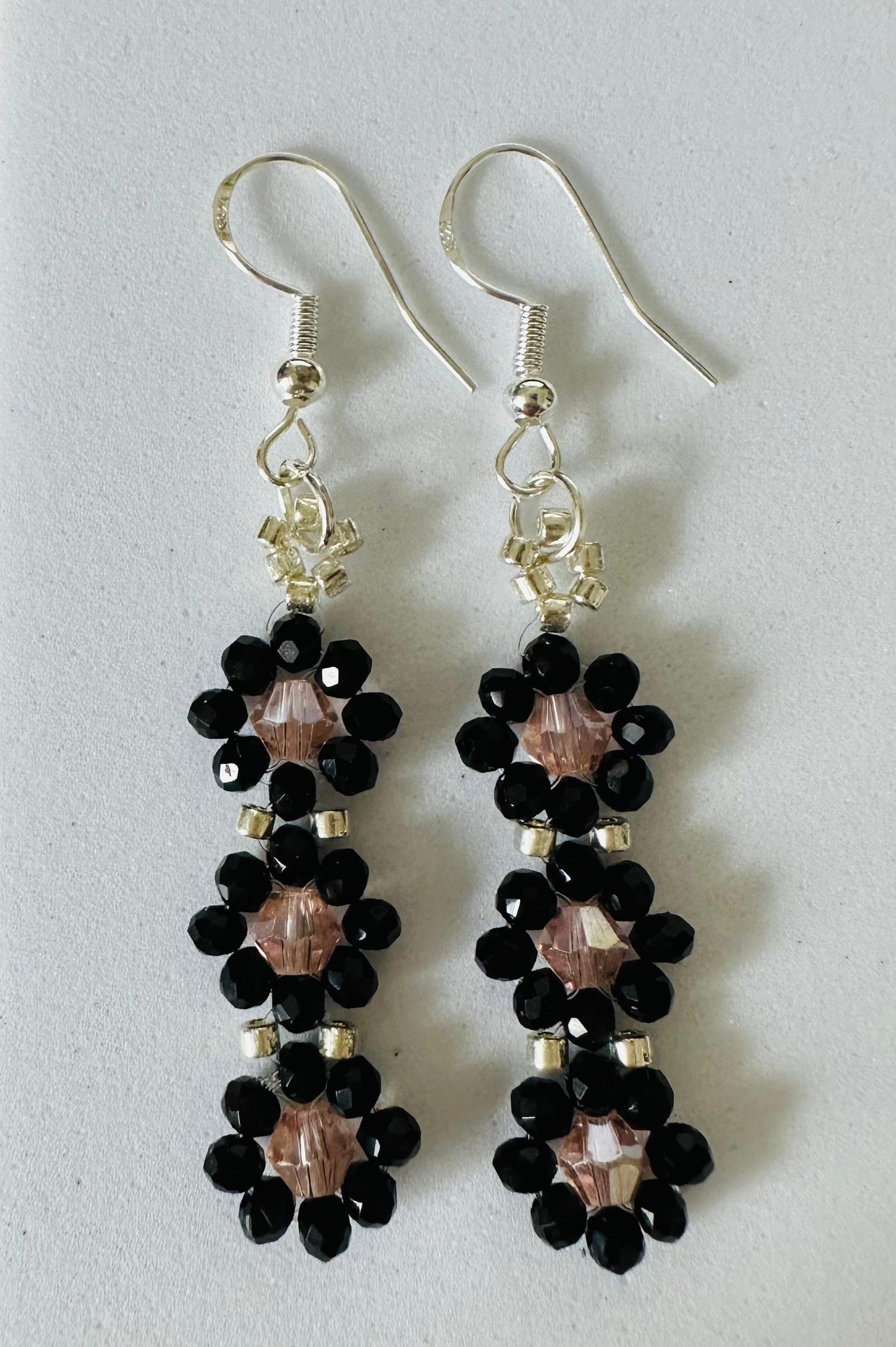 DARK FLORAL Handmade Earrings - Gold or Silver Options