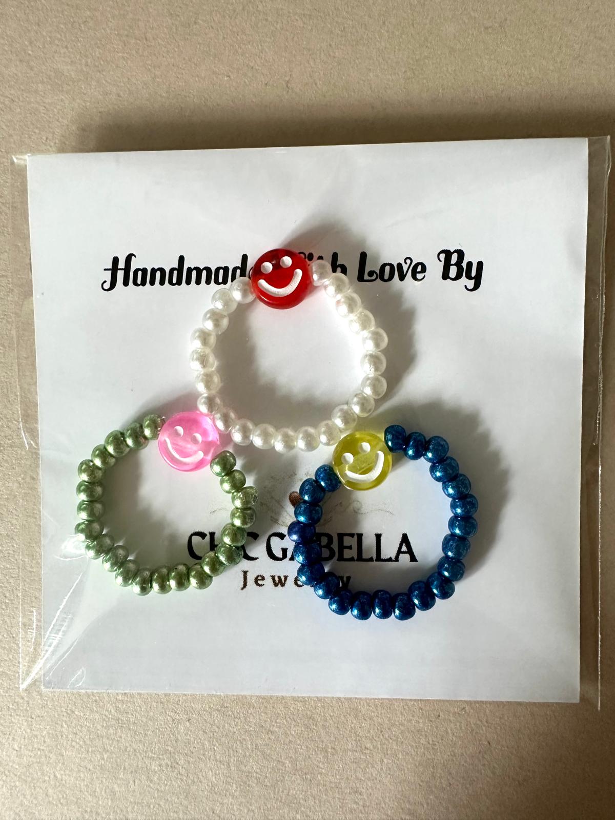 SMILEY FACE Elastic Bead Rings