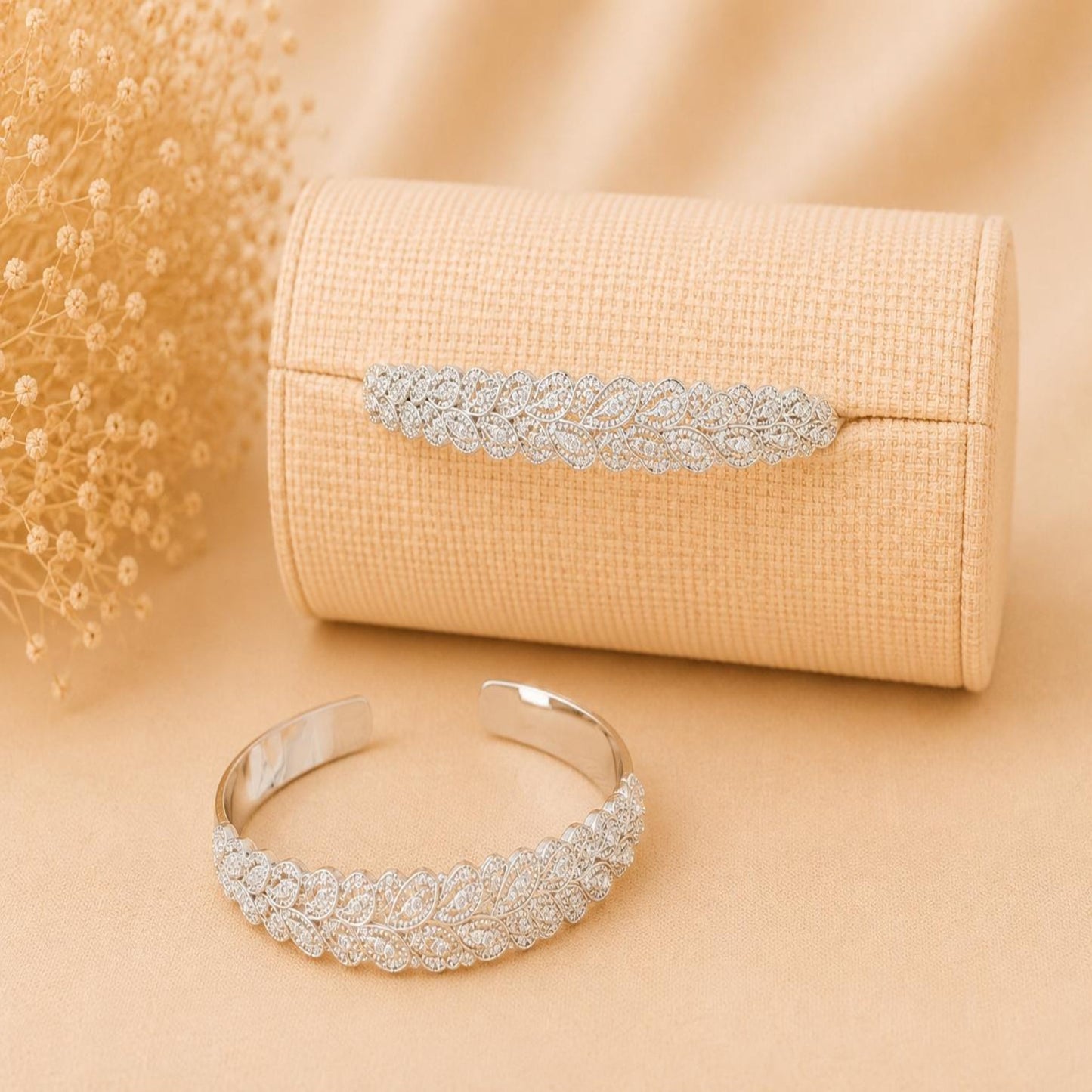 Adjustable silver-plated stainless steel bangle with cable wire design and tarnish-free finish