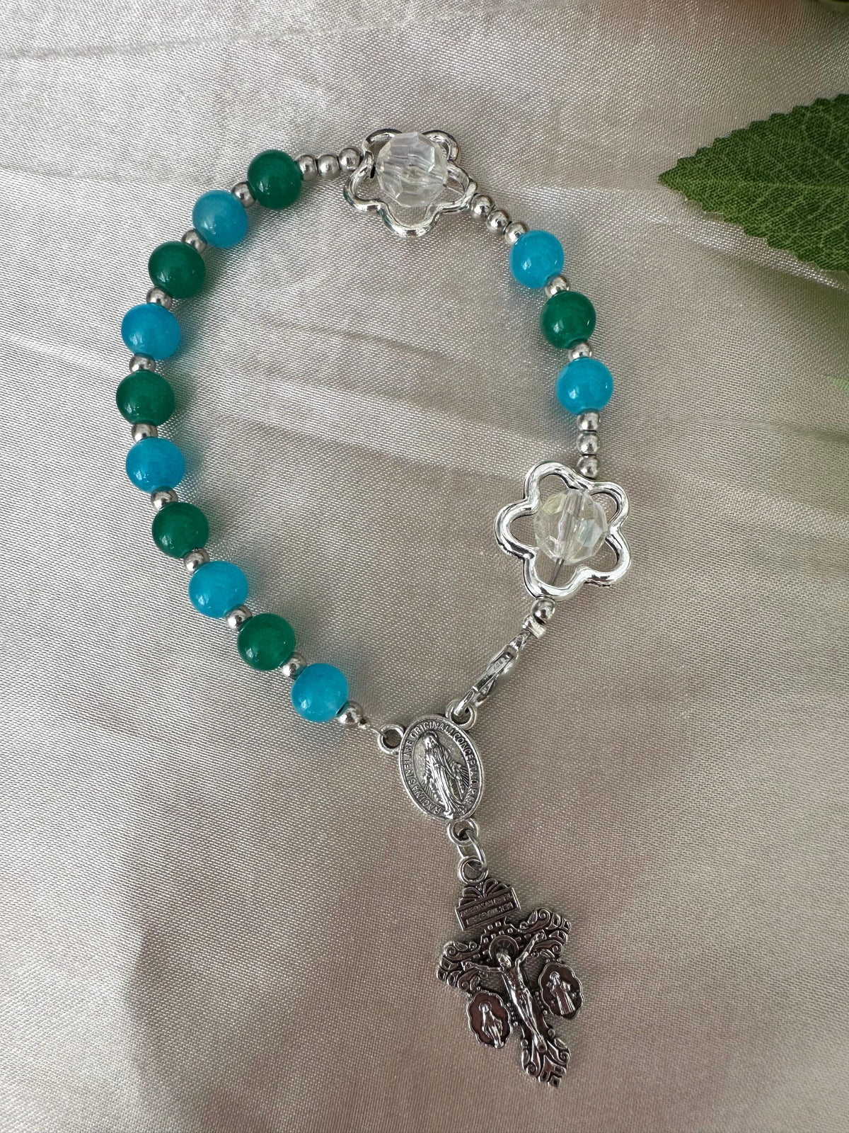 Ocean Bloom Handmade Rosary Bracelet