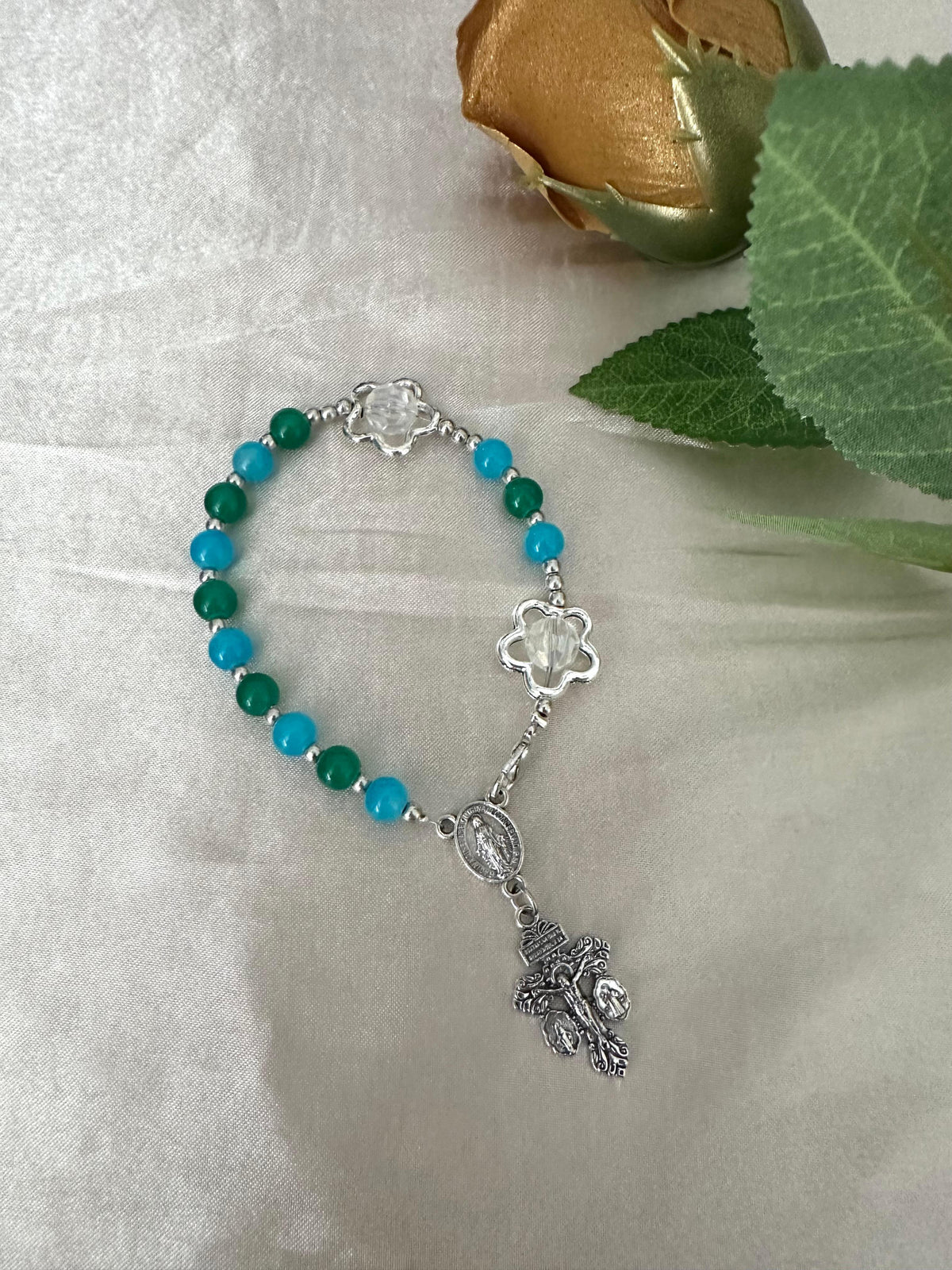 Ocean Bloom Handmade Rosary Bracelet