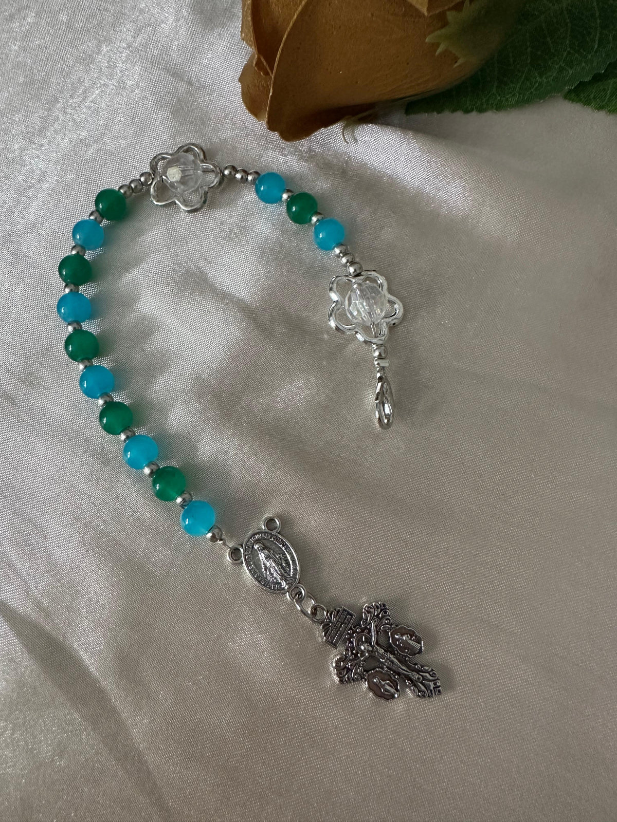 Ocean Bloom Handmade Rosary Bracelet