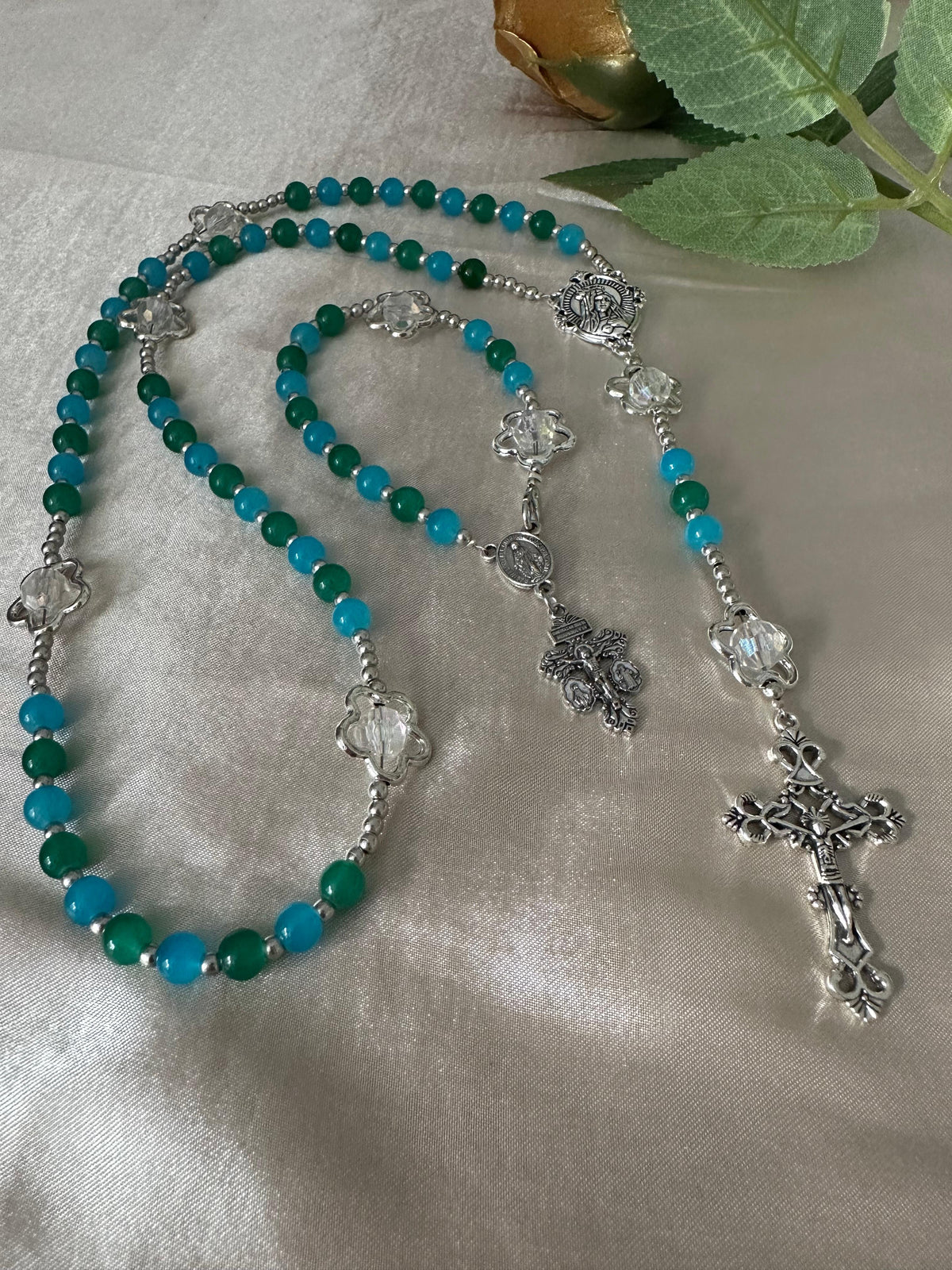 Ocean Bloom Handmade Rosary Bracelet