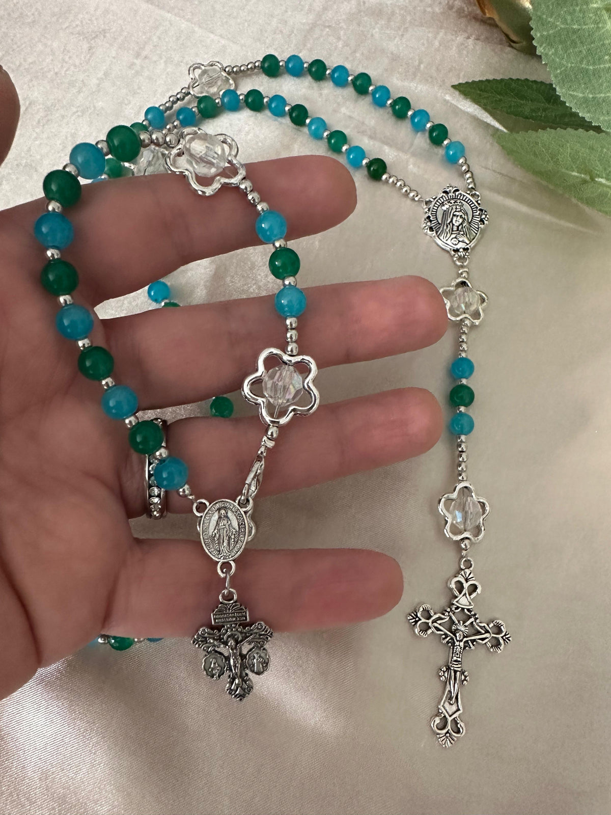 Ocean Bloom Handmade Rosary Bracelet