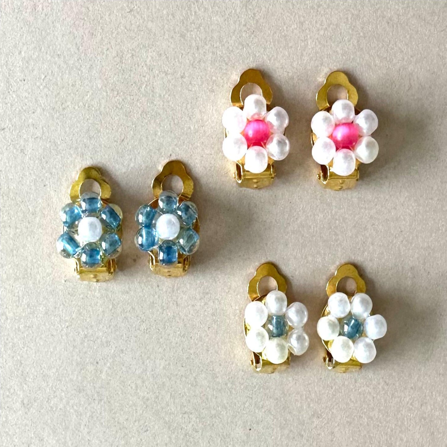 PEARL BLOSSOM - Handmade Clip-on Earrings