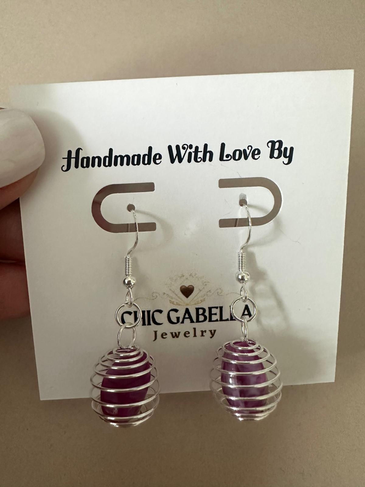 SPIRALED FUCHSIA PASSION Silver Earrings 