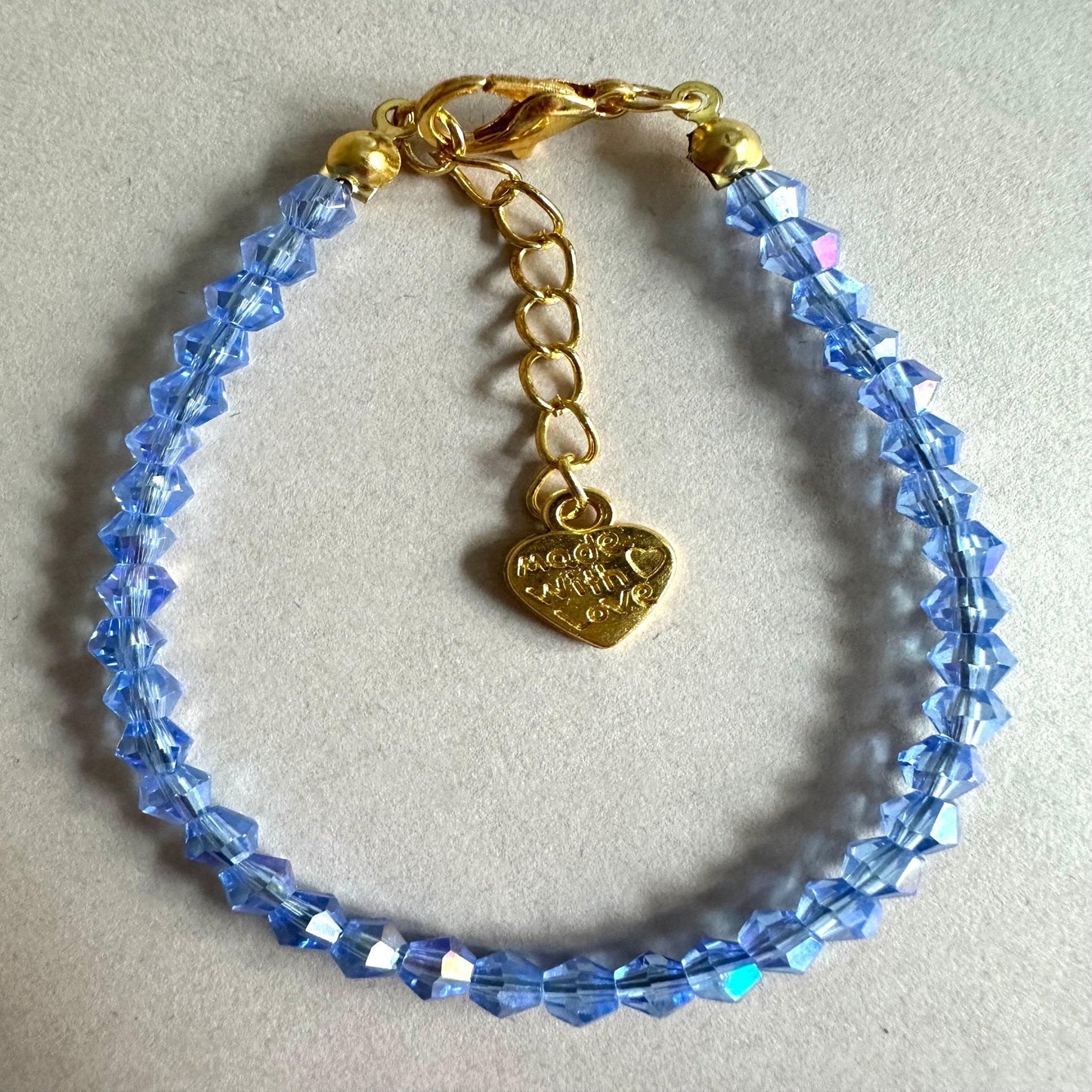 BLUE GOLD GLASS Handmade Bracelet 