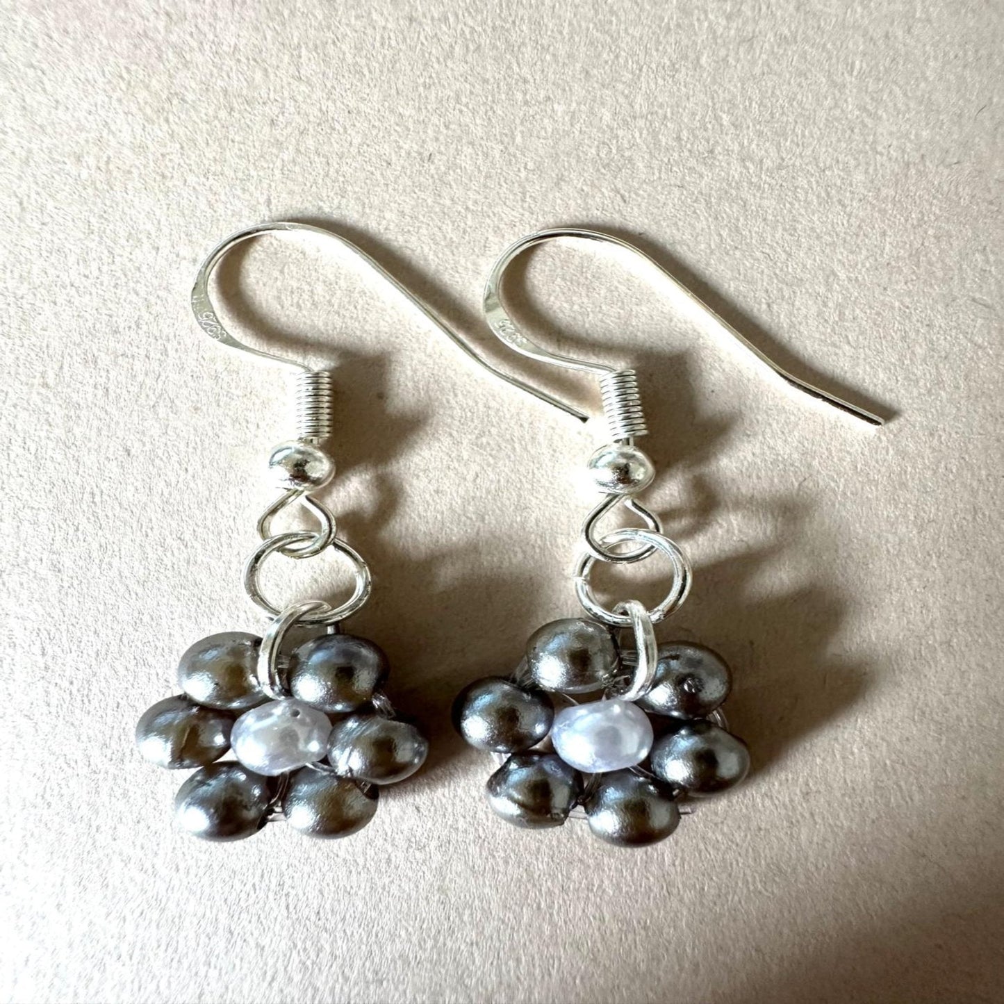 GRAY GARDEN DELIGHT Handmade Silver Earrings