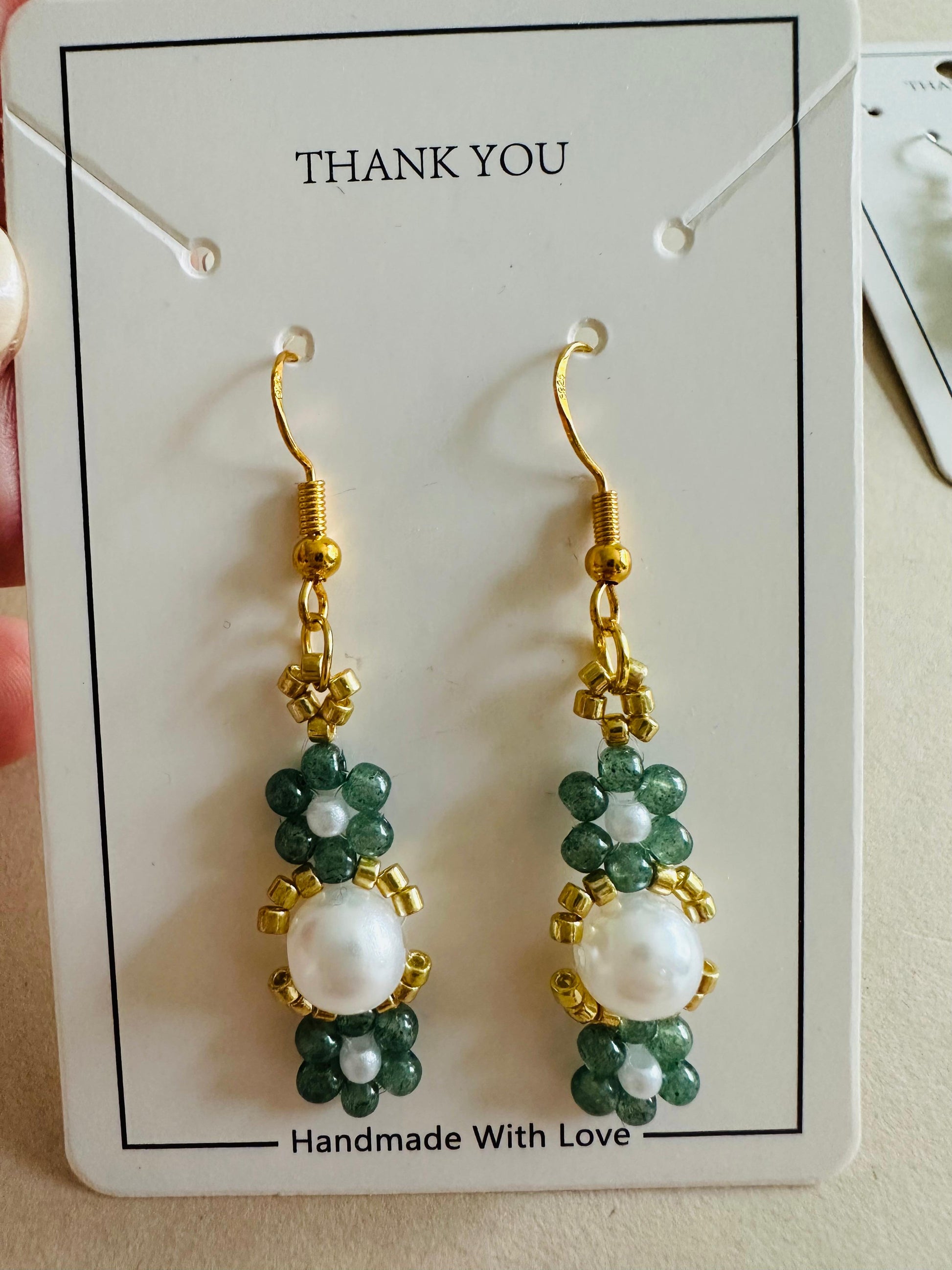 MYSTIC GARDEN PEARL Handmade Earrings - Gold or Silver Options