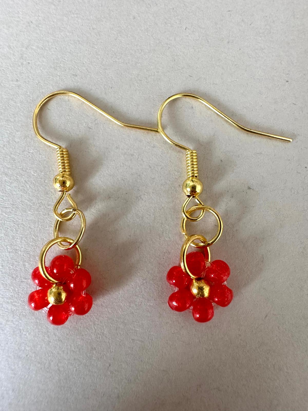 COLORFUL FLOWER Golden Earrings