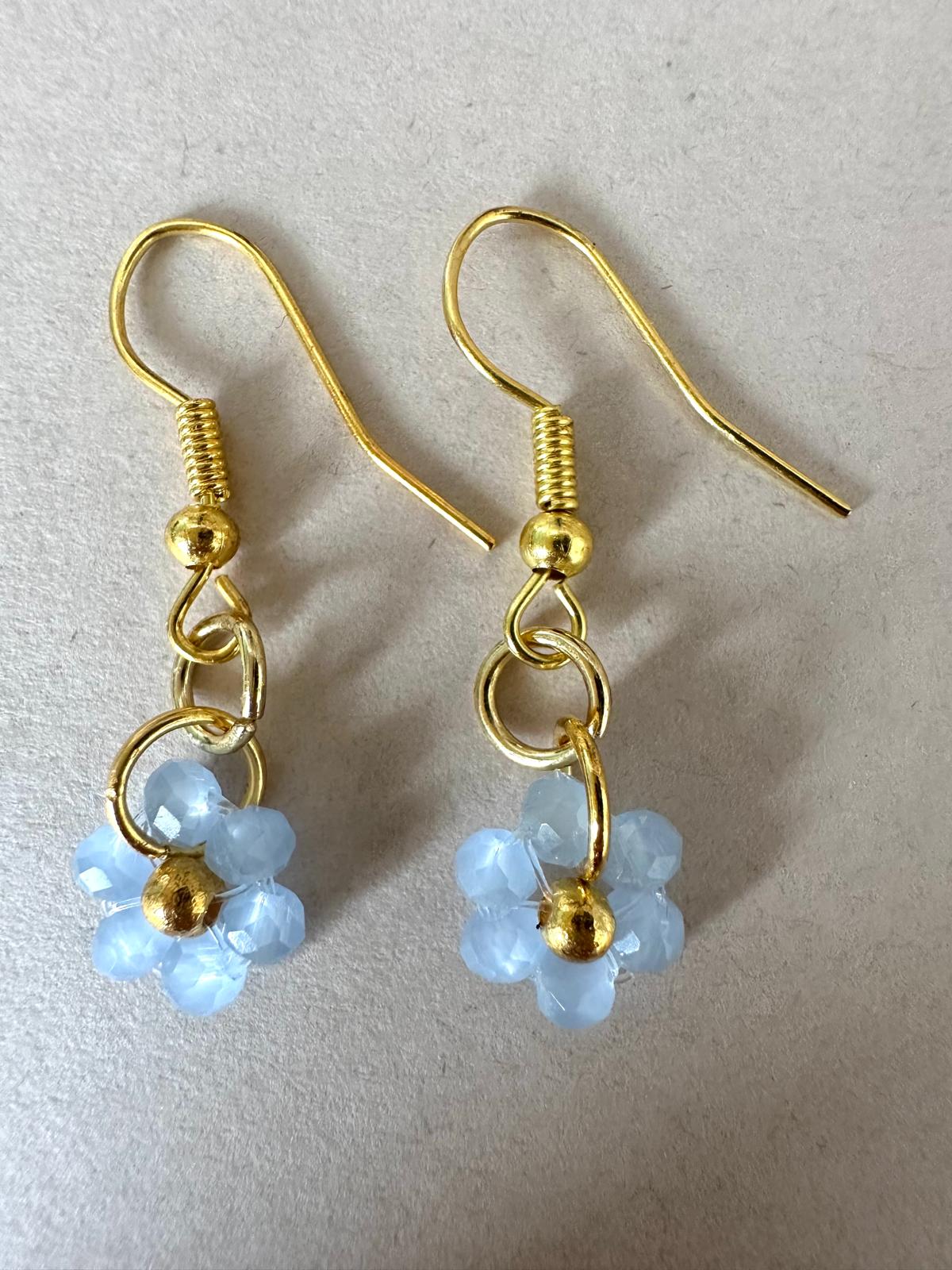  BLUE PETAL BEAUTY Golden Earrings