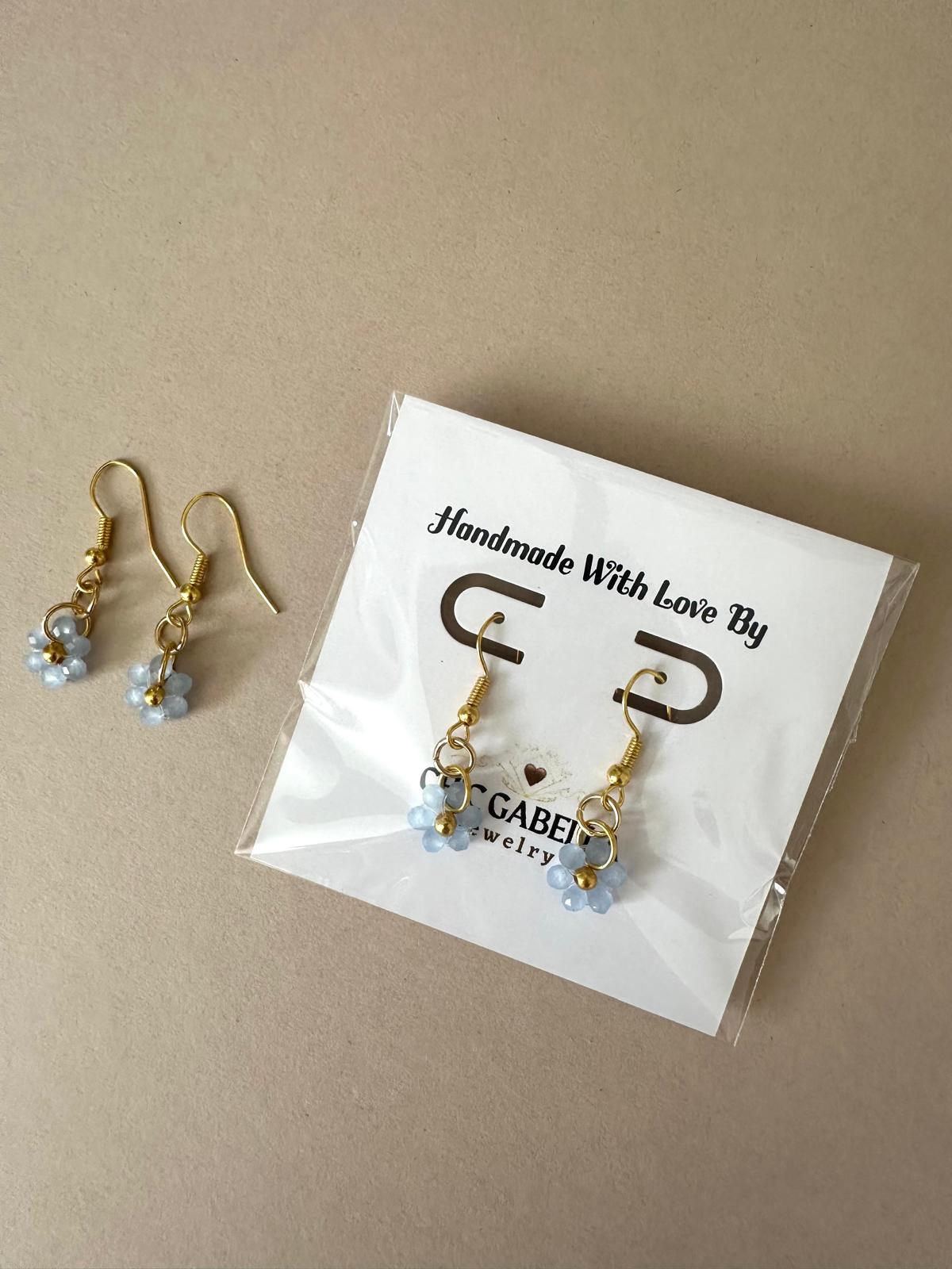  BLUE PETAL BEAUTY Golden Earrings