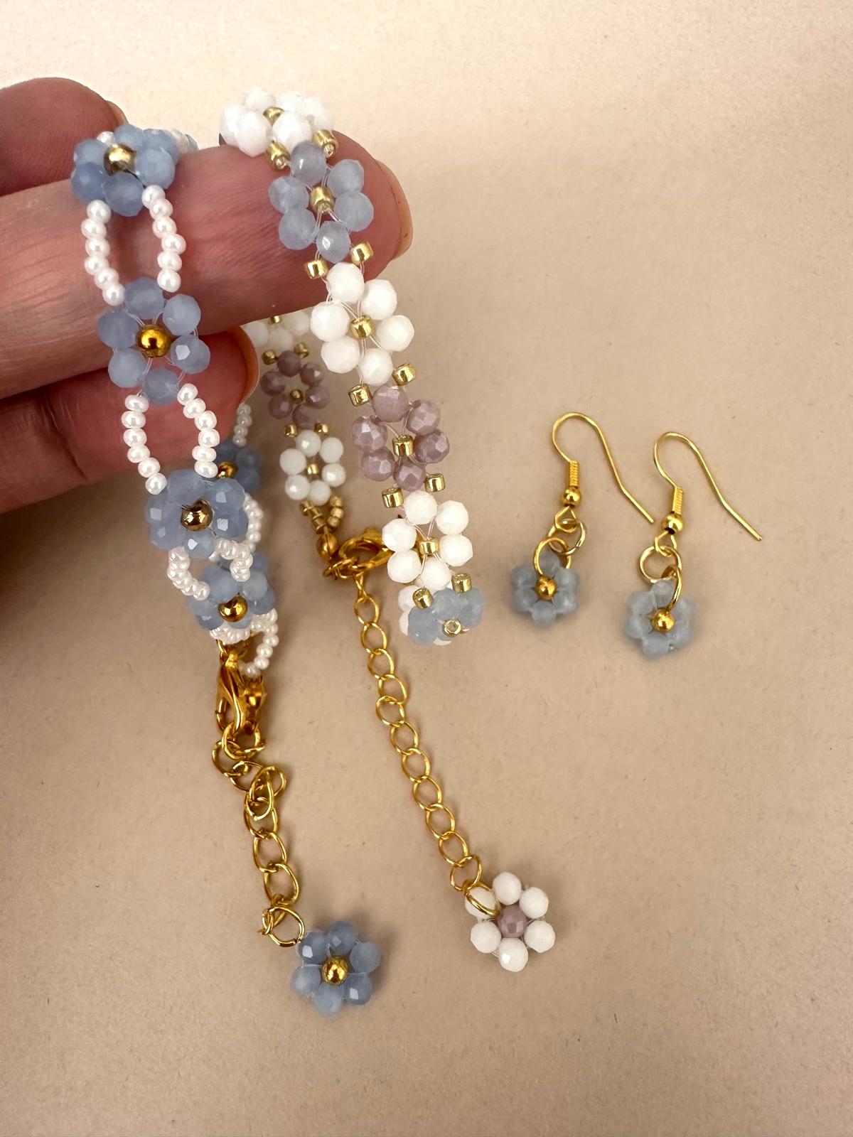  BLUE PETAL BEAUTY Golden Earrings