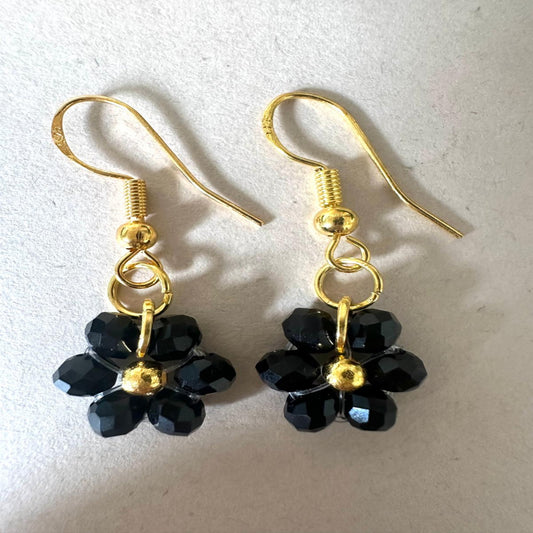  BLACK PETAL BEAUTY Golden Earrings