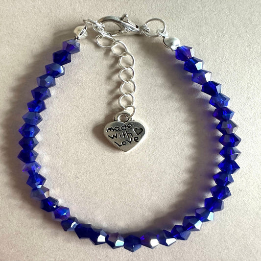 INDIGO SILVER GLASS Handmade Bracelet