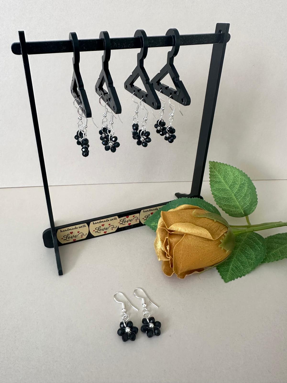 BLACK GARDEN DELIGHT Handmade Silver Earrings 