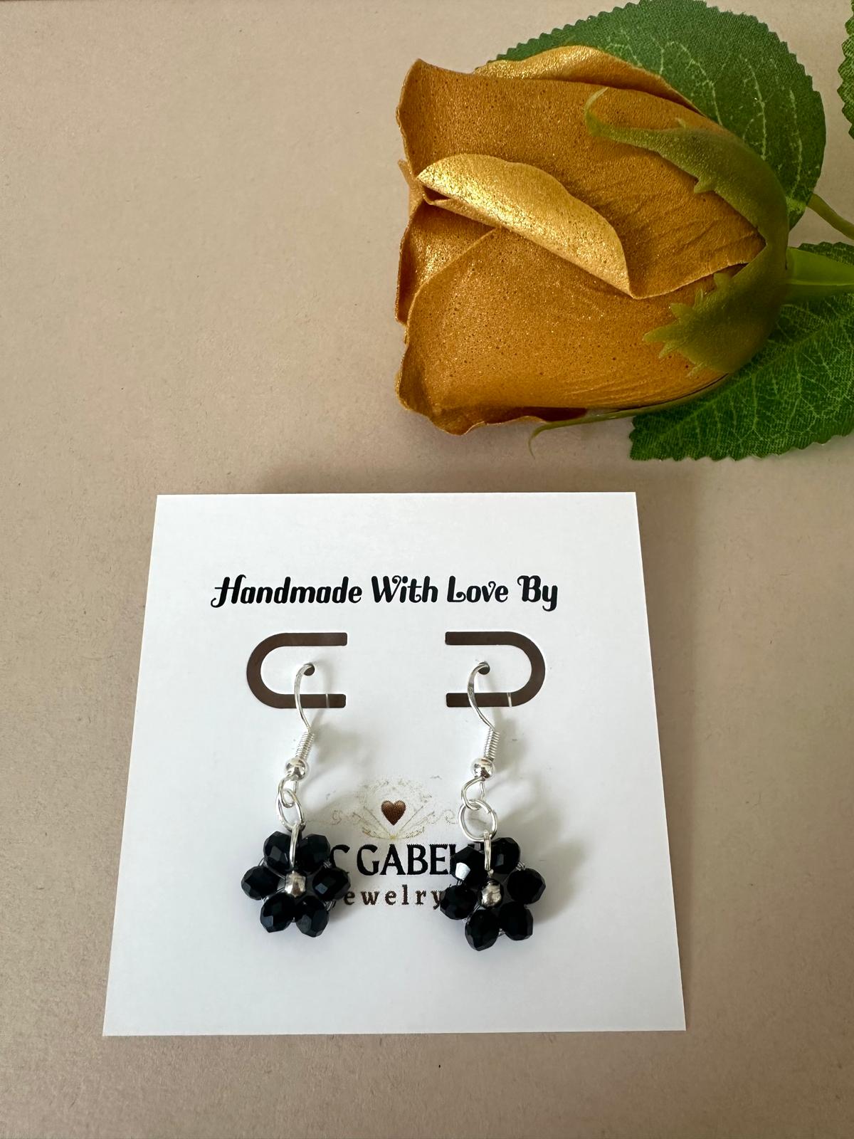 BLACK GARDEN DELIGHT Handmade Silver Earrings 