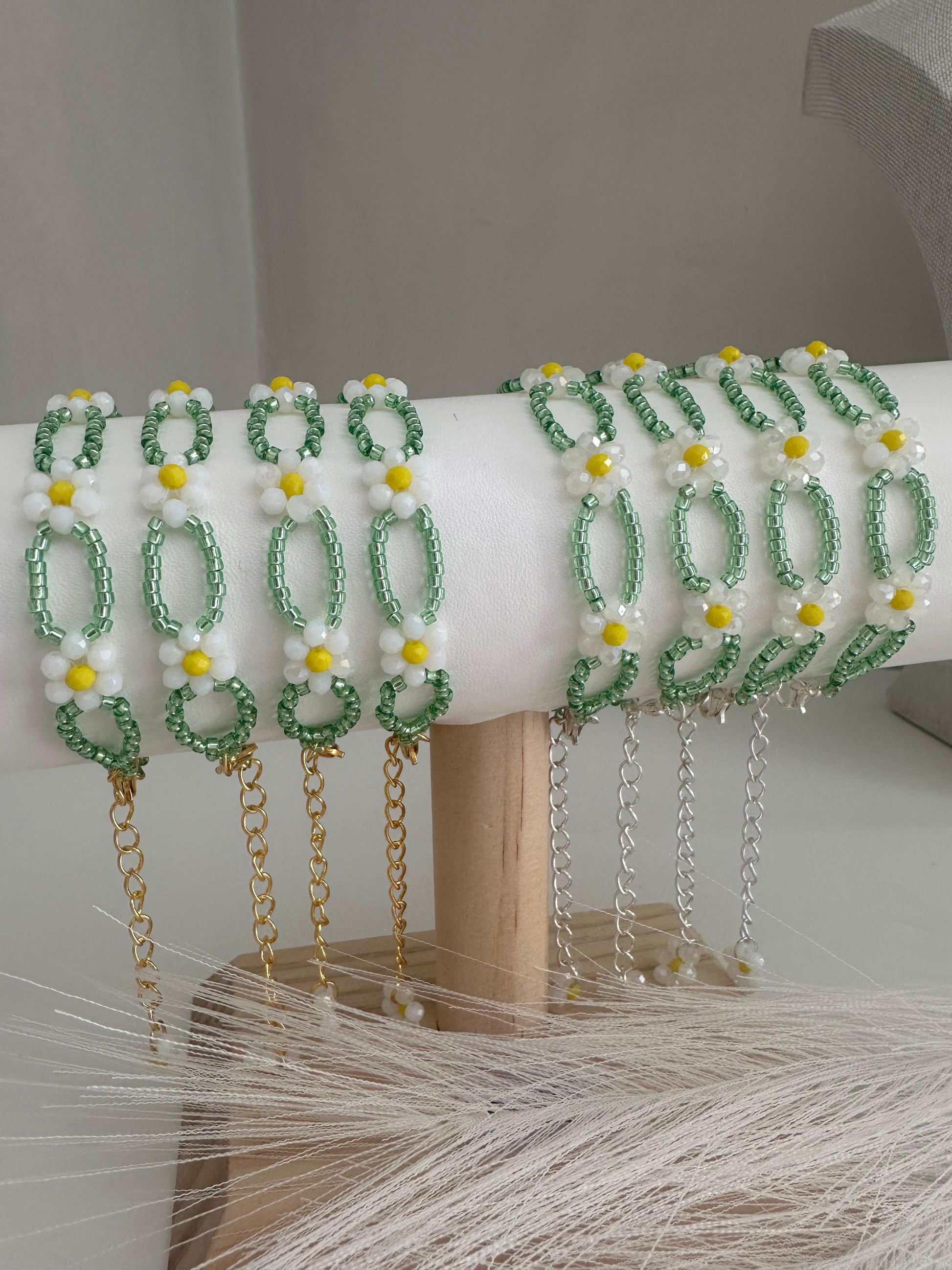 SUNNY DAISIES Handmade Bracelet - Gold or Silver Options