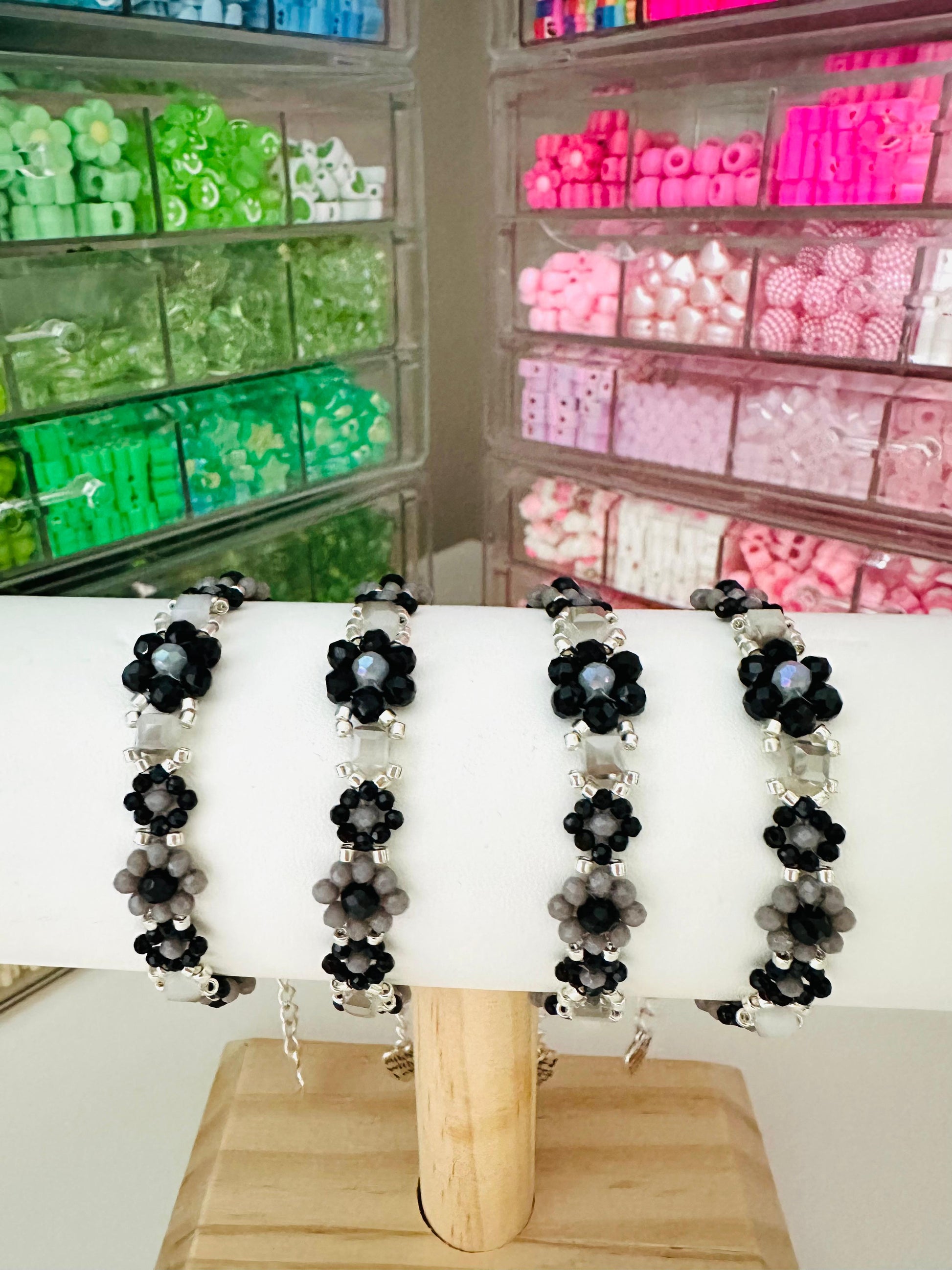 MIDNIGHT BLOSSOM Handmade Bracelet