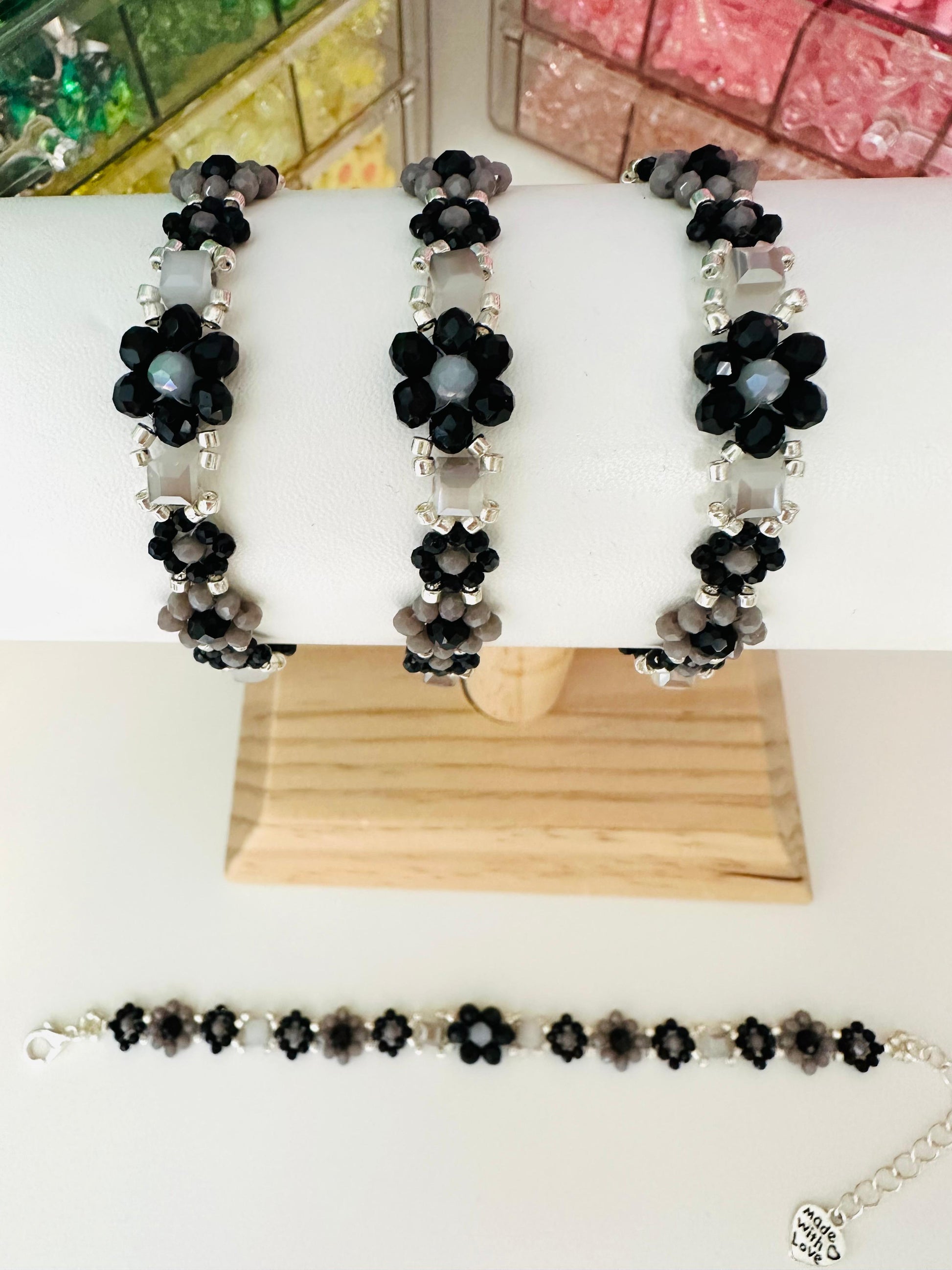 MIDNIGHT BLOSSOM Handmade Bracelet