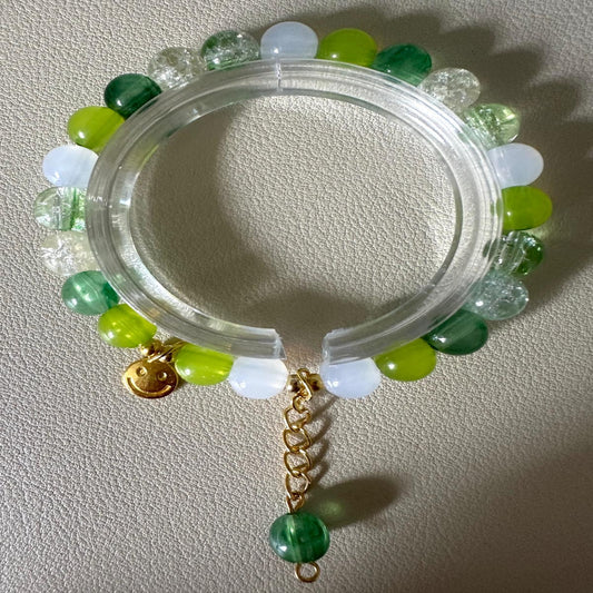 GREEN BLISS SMILEY Handmade Stretch Bracelet