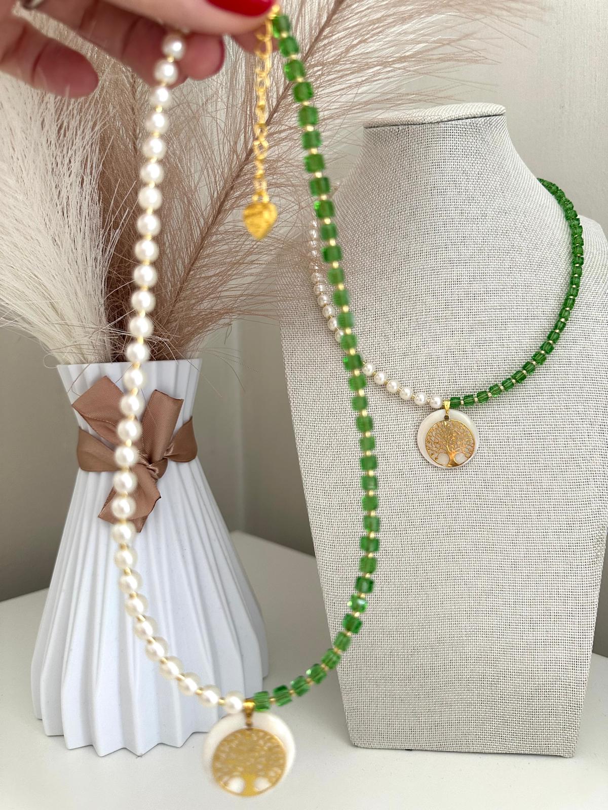  EMERALD PEARL DREAM Handmade Necklace