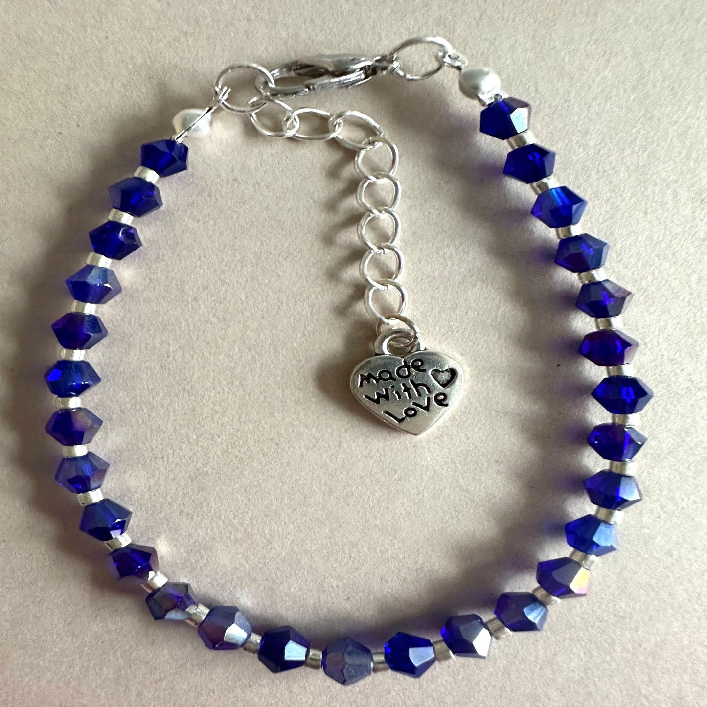 INDIGO & SILVER GLASS Handmade Bracelet