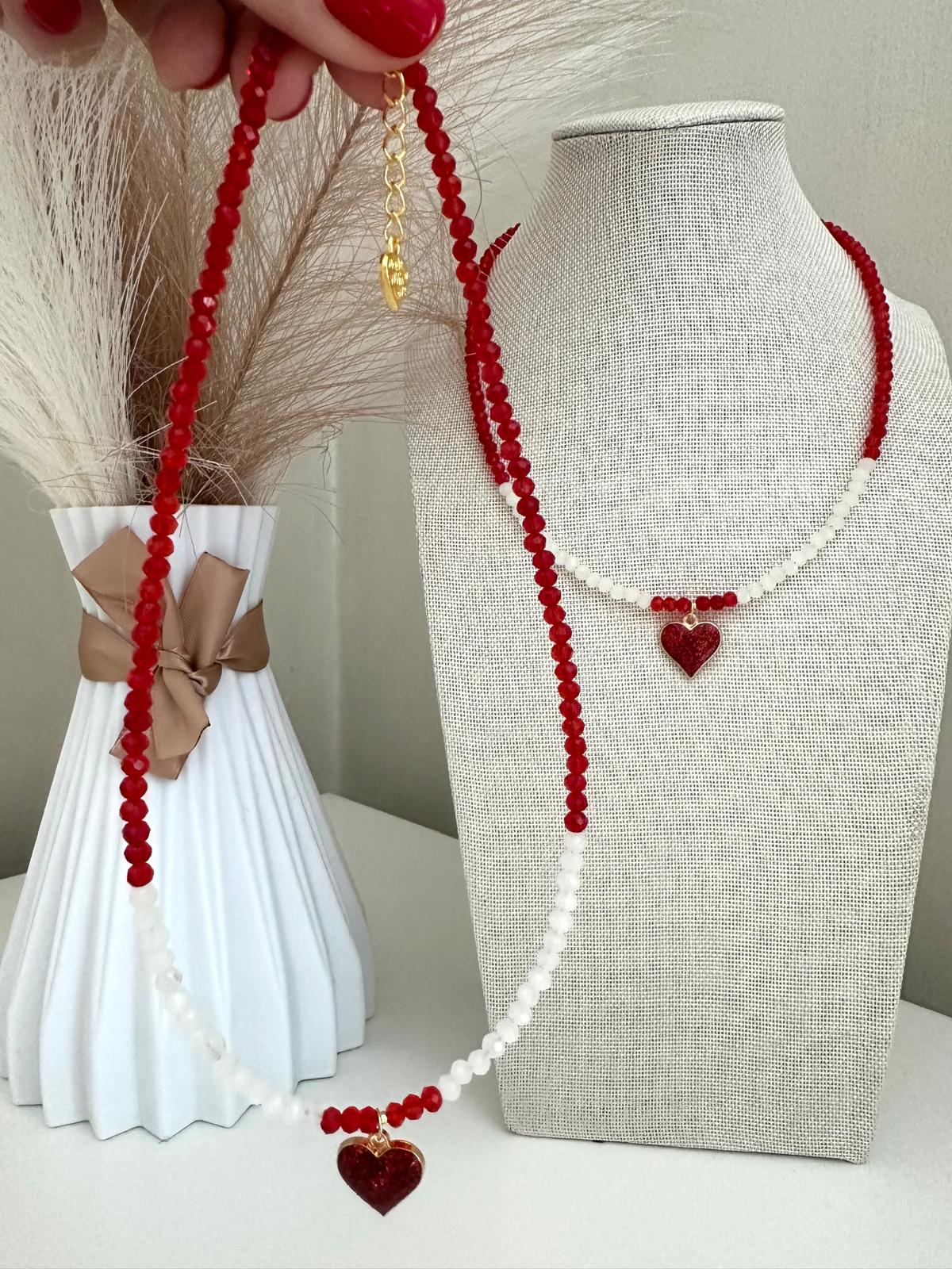 BLUSHING HEART Handmade Necklace 