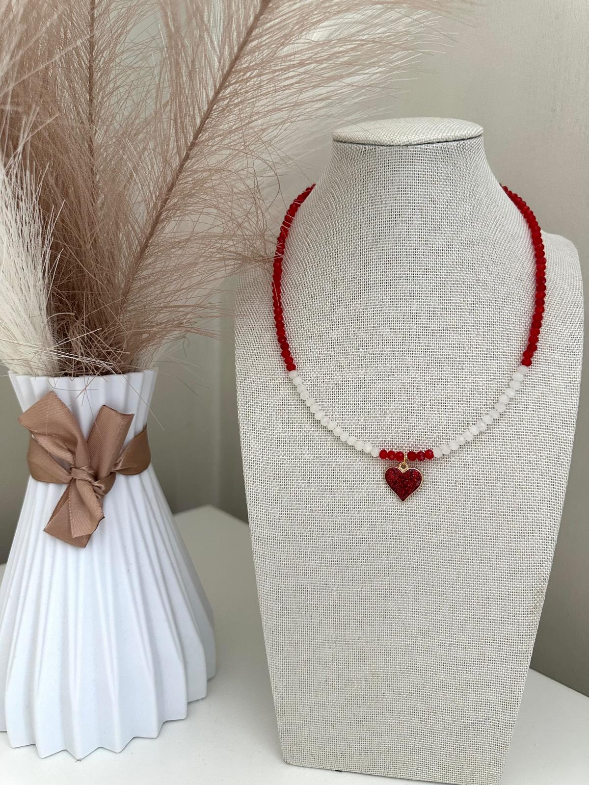 BLUSHING HEART Handmade Necklace 