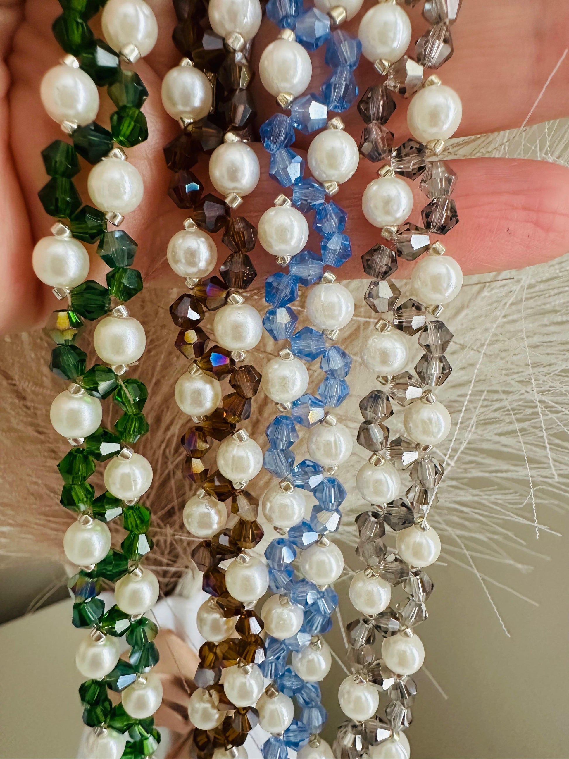 PEARL & CRYSTAL DREAM Handmade Bracelet - Elegant & Adjustable Jewelry