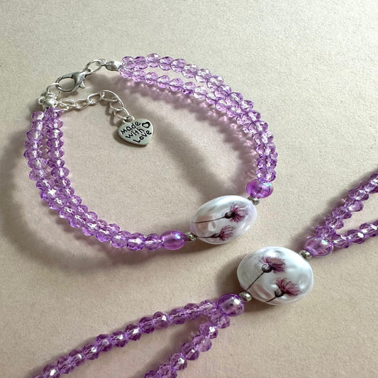 LILAC GLOW DOUBLE GLASS Handmade Bracelet