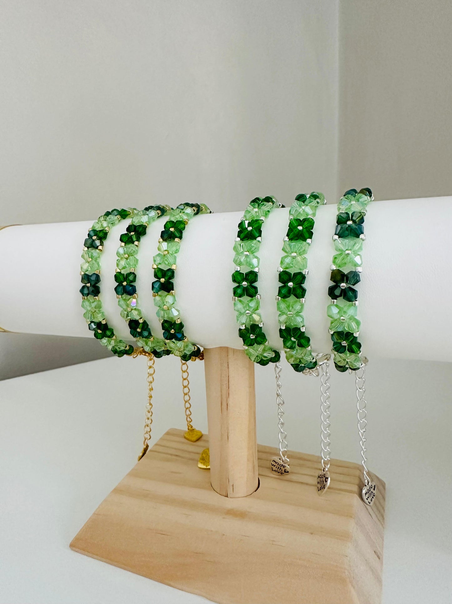 GREEN HARMONY Handmade Bracelet - Gold or Silver Options