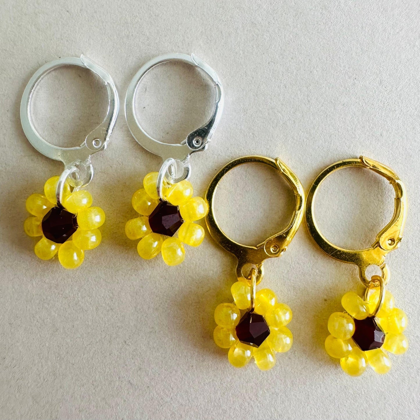 SUNFLOWER BLOOM Handmade Earrings - Gold or Silver Options
